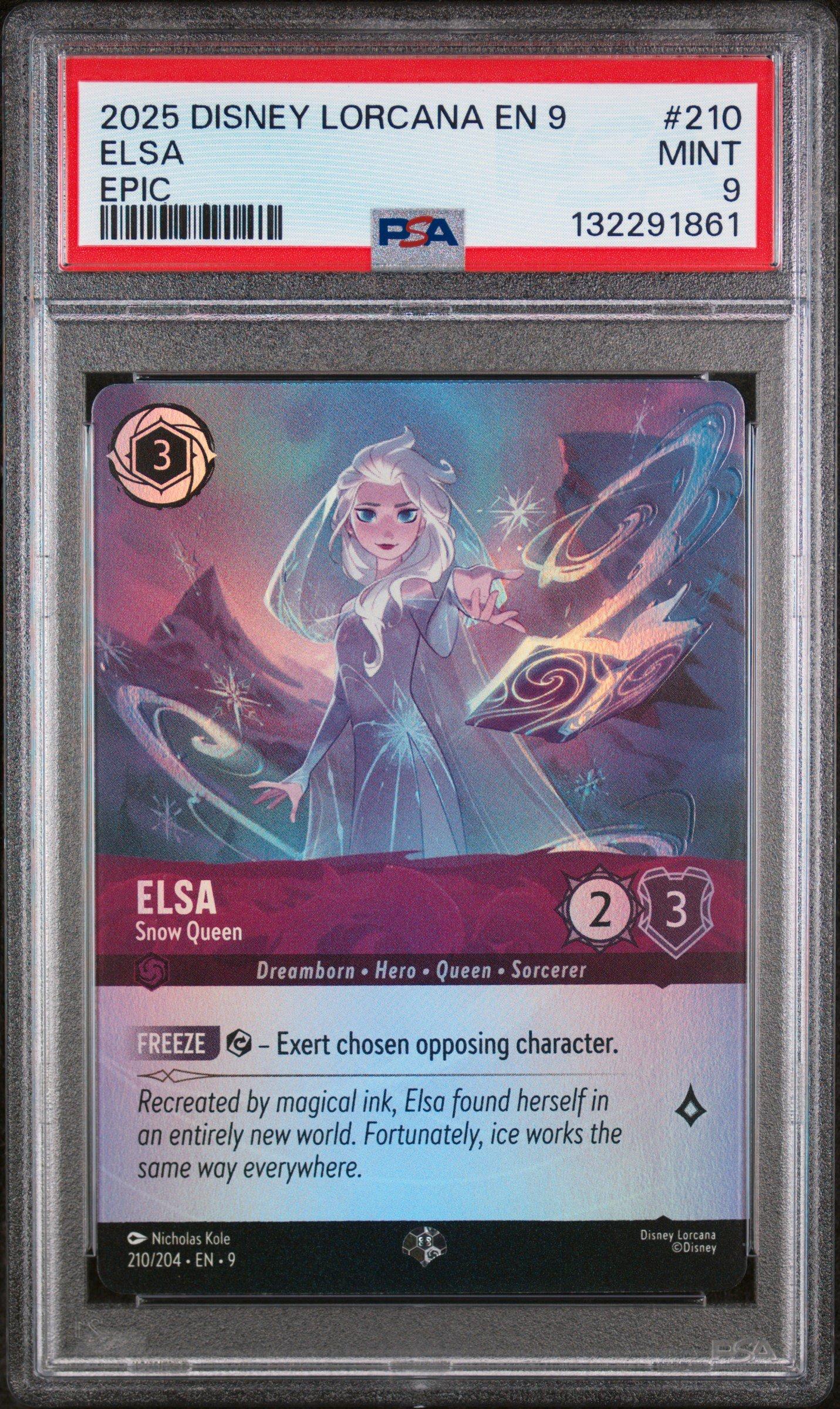 2025 Disney Lorcana En 9-fabled 210 Elsa - Snow Queen Epic PSA 9