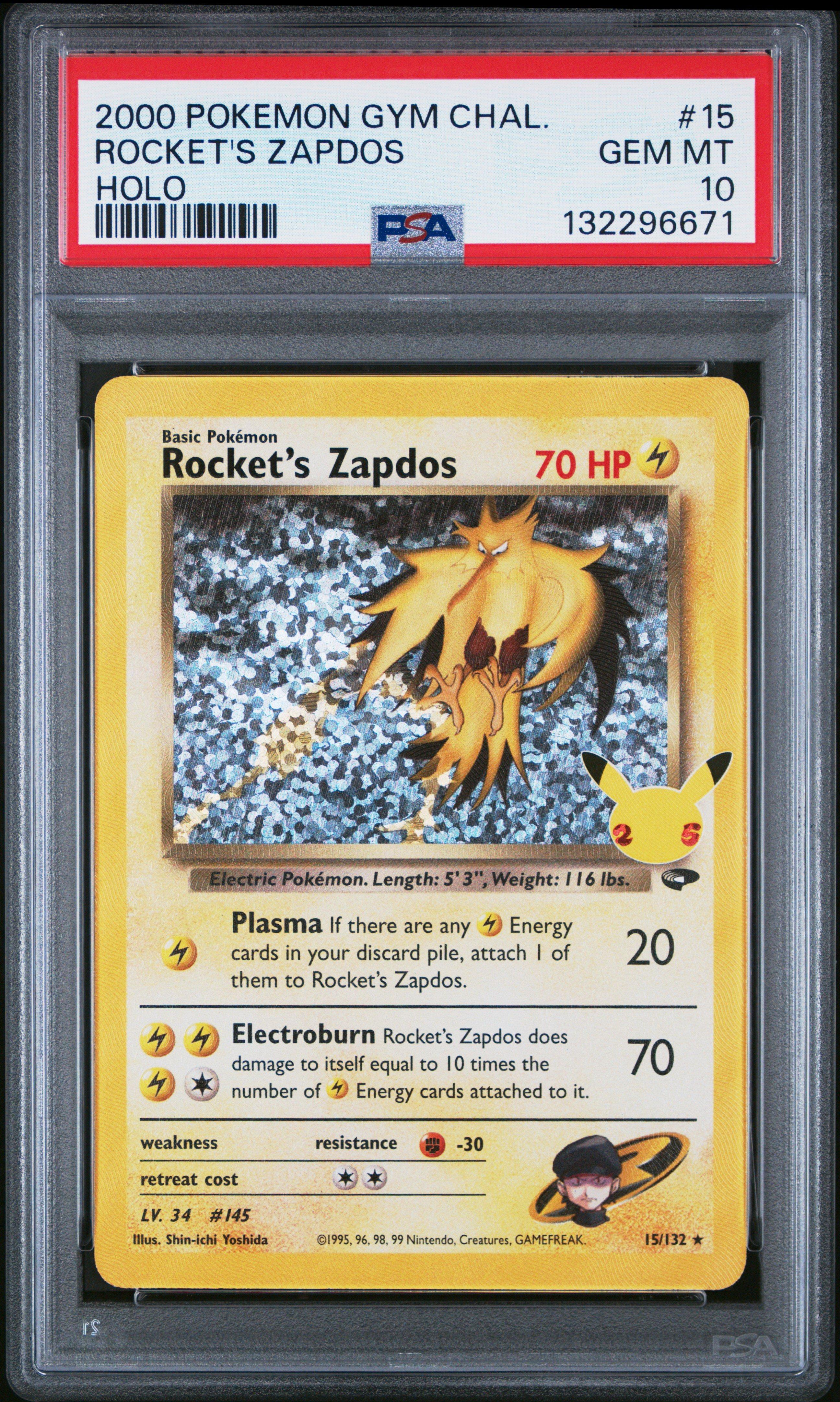 Challenge Rocket's Zapdos 15 PSA 10 Pokemon graded card