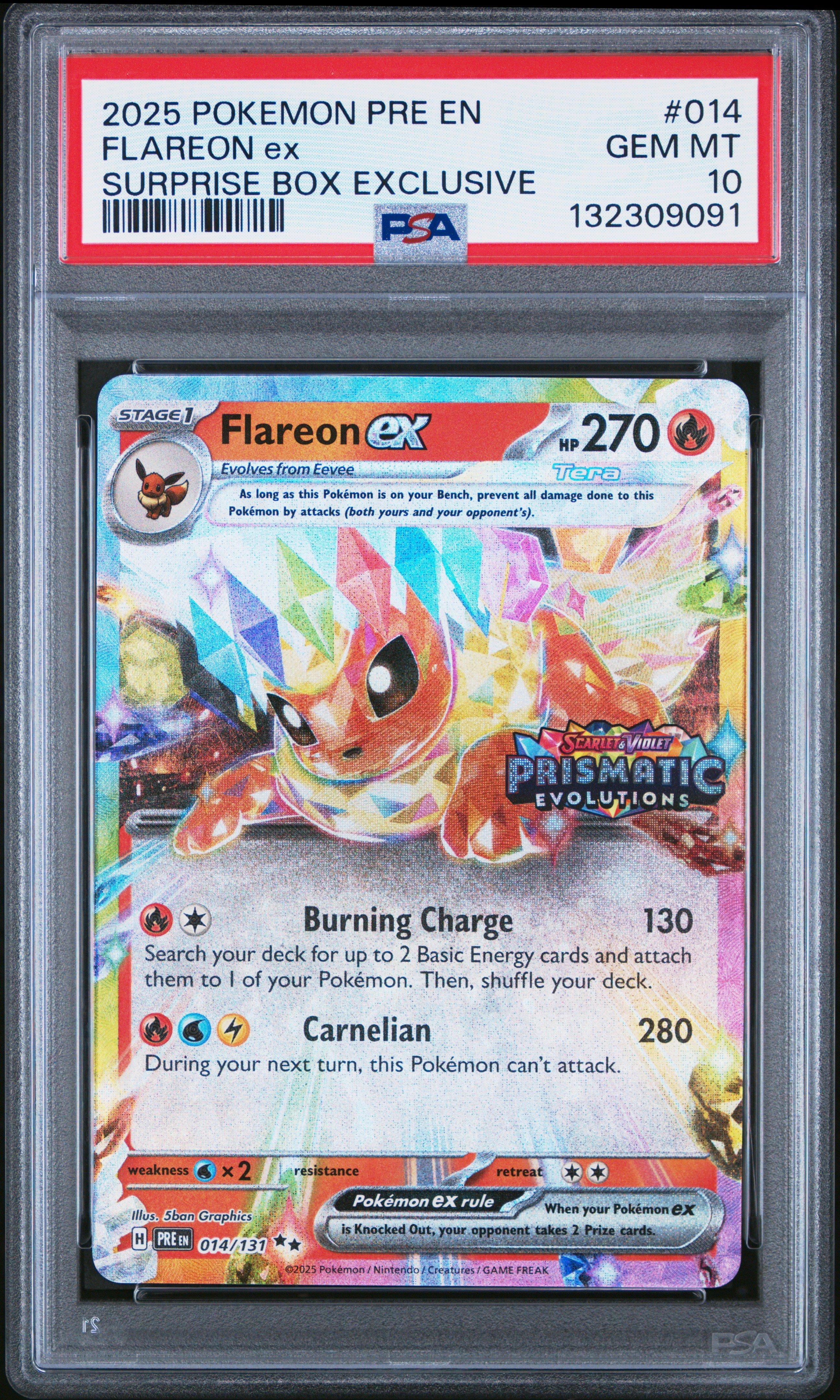 2025 Pokemon Pre En-prismatic Evolutions 014 Flareon Ex Surprise