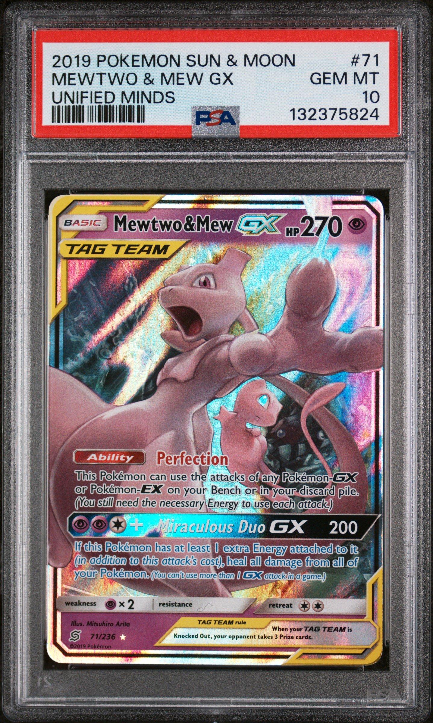 pokemon mew and mewtwo cards 2019 Sun & Moon Unified Minds 71 & Gx PSA 10 Graded Card Mewtwo & Mew Pokemon Japanese