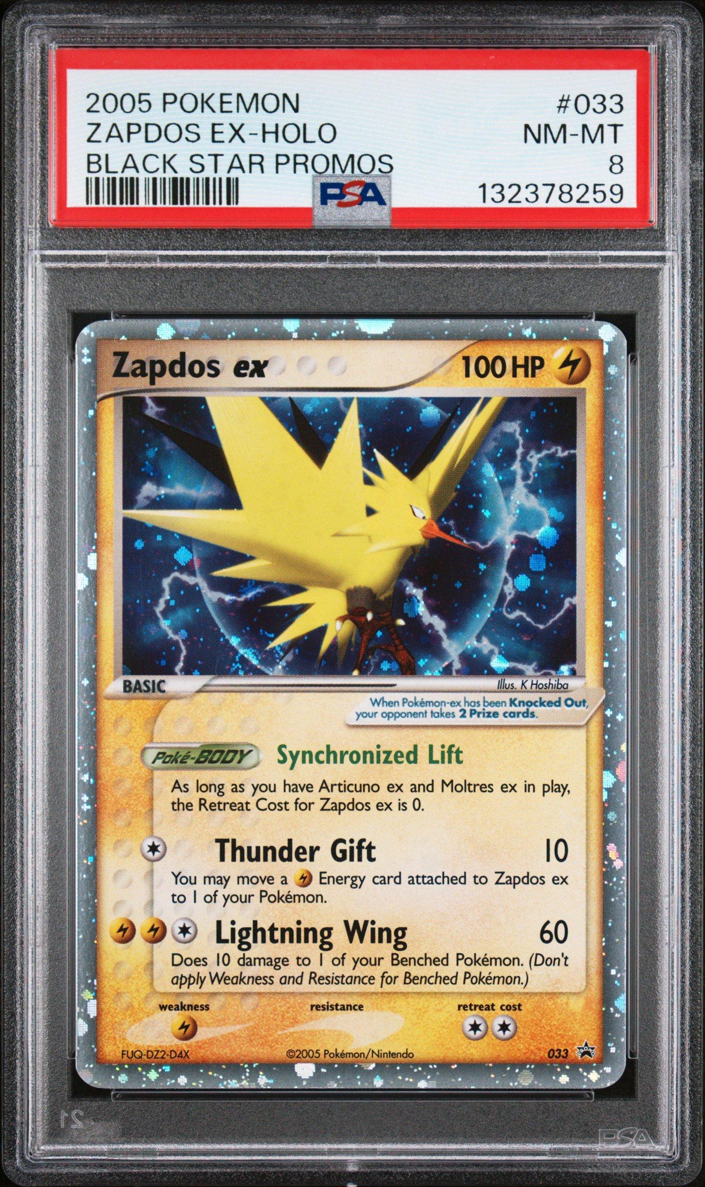 2005 Pokemon Black Star Promos 033 Zapdos Ex-holo PSA 8 Graded