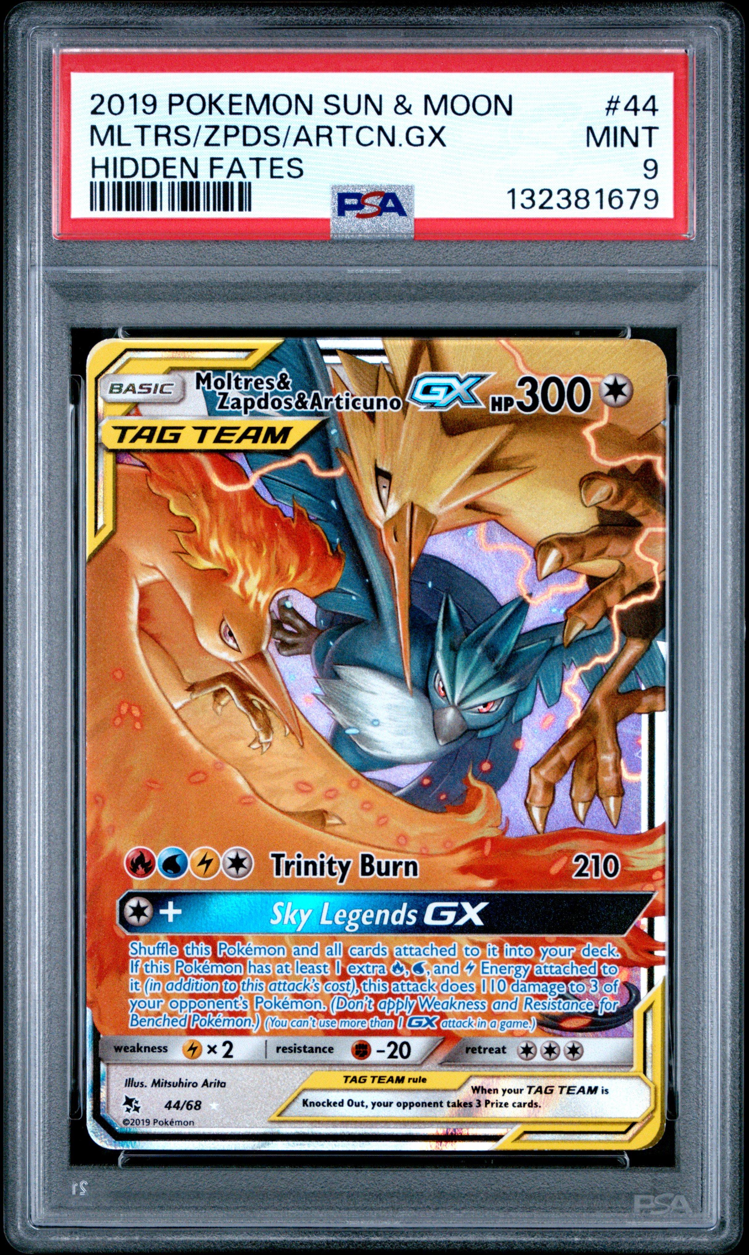 2019 Pokemon Sun & Moon Hidden Fates 44 Moltres & Zapdos