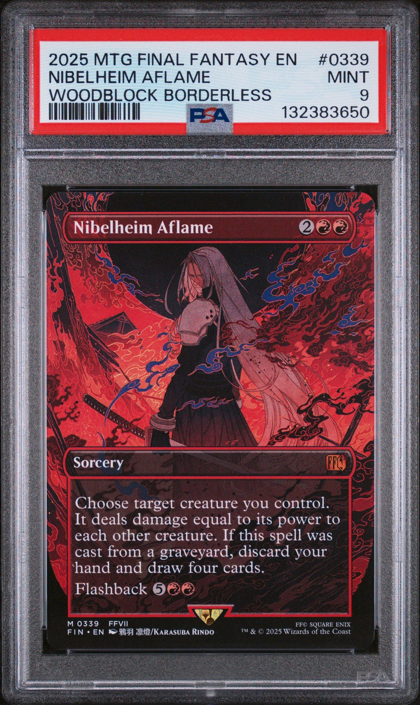 2025 Magic The Gathering Final Fantasy 0339 Nibelheim Aflame Woodblock Borderless PSA