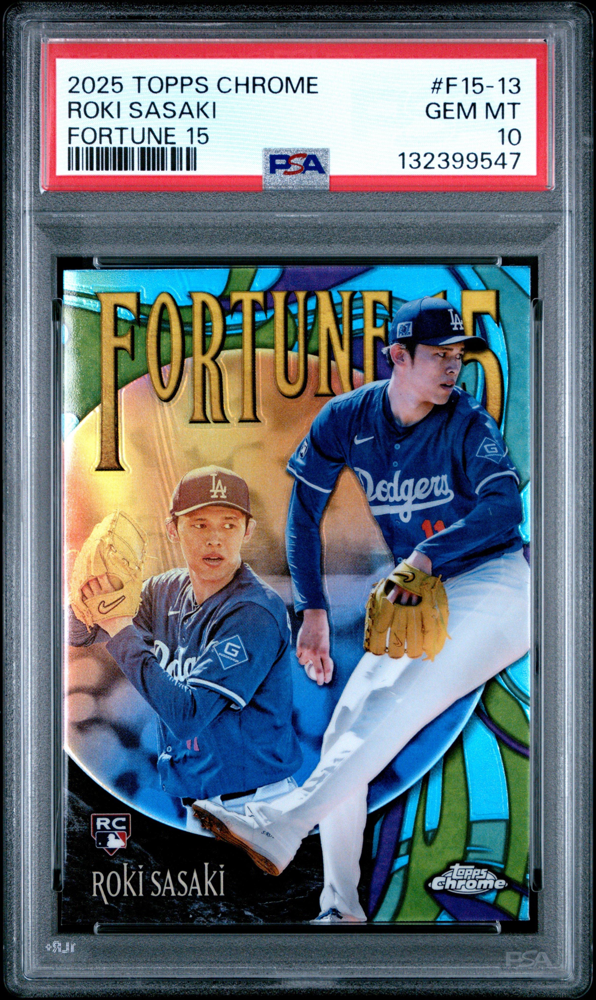 2025 Topps Chrome Fortune 15 F15-13 Roki Sasaki PSA 10 Graded Card