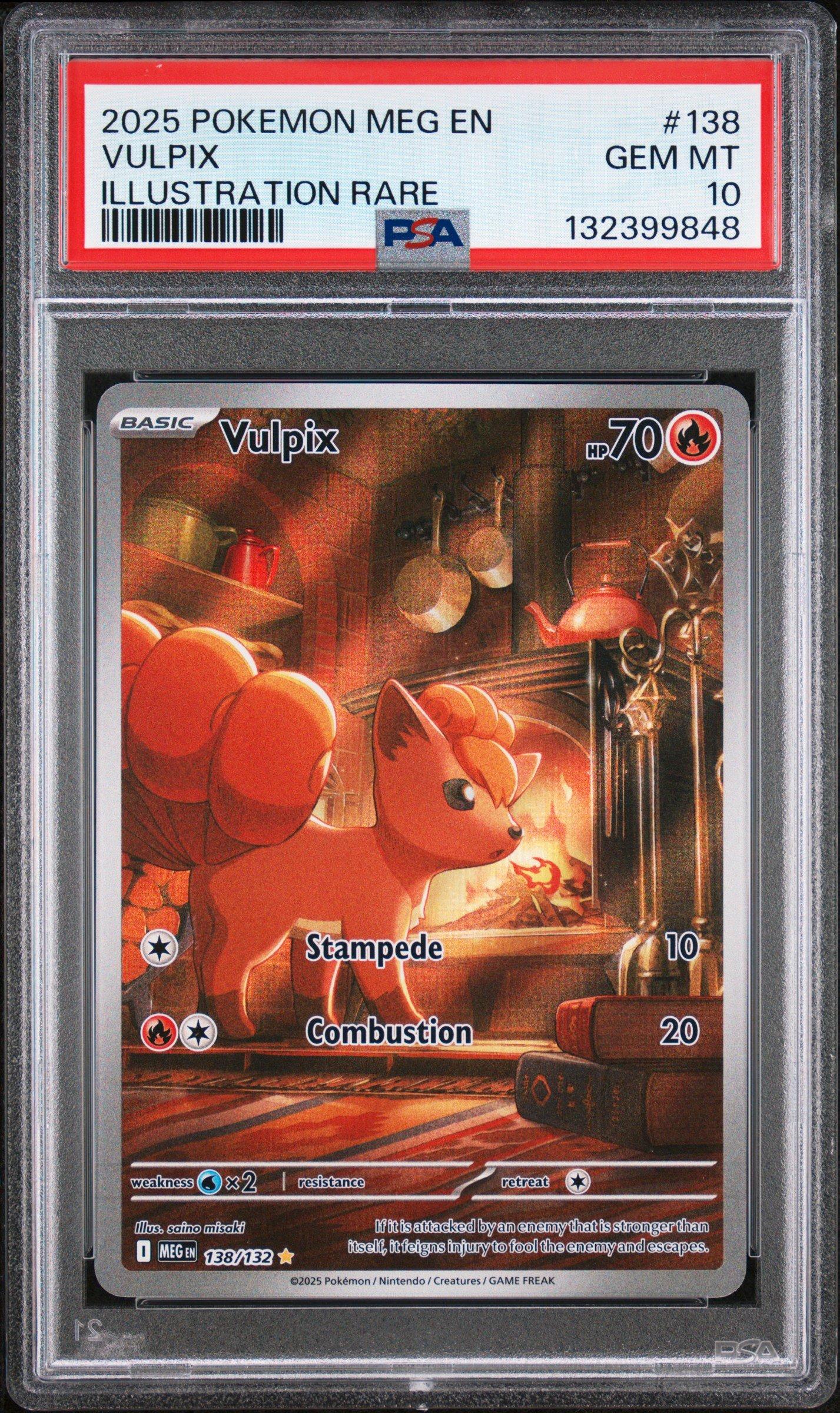 vulpix pokemon cards 2025 Mega Evolutions Illustration Rare #138 PSA Authenticated 10 Card Preserved in a tamper The Cards Of Pokémon TCG: