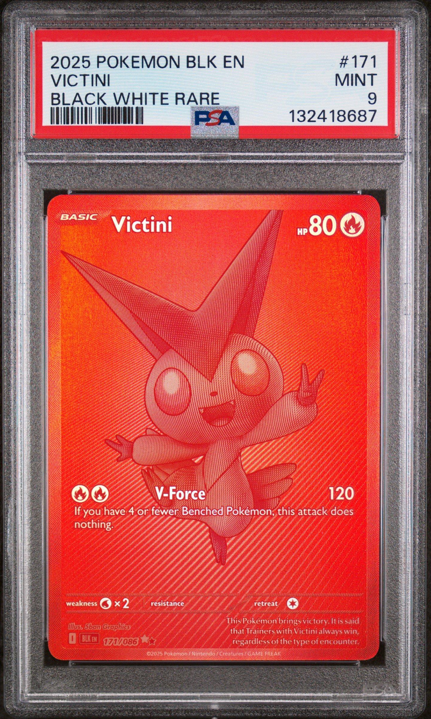 2025 Pokemon Blk En-black Bolt 171 Victini Black White Rare PSA 9