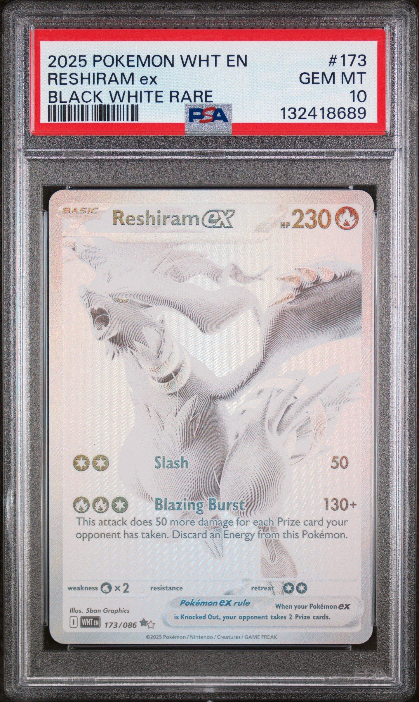 2025 Pokemon Wht En-white Flare 173 Reshiram Ex Black White Rare