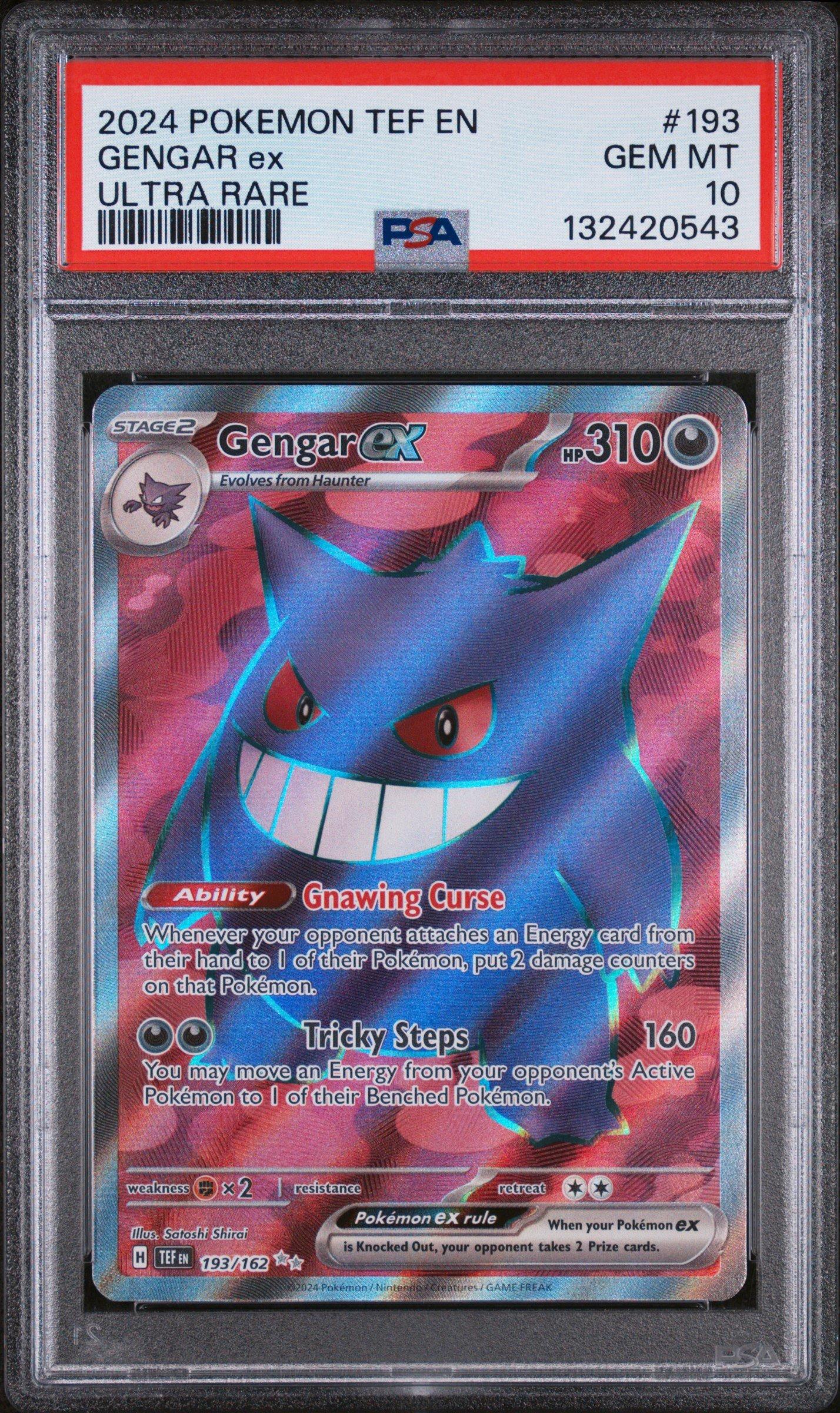 2024 Pokemon Tef En-temporal Forces 193 Gengar Ex Ultra Rare PSA