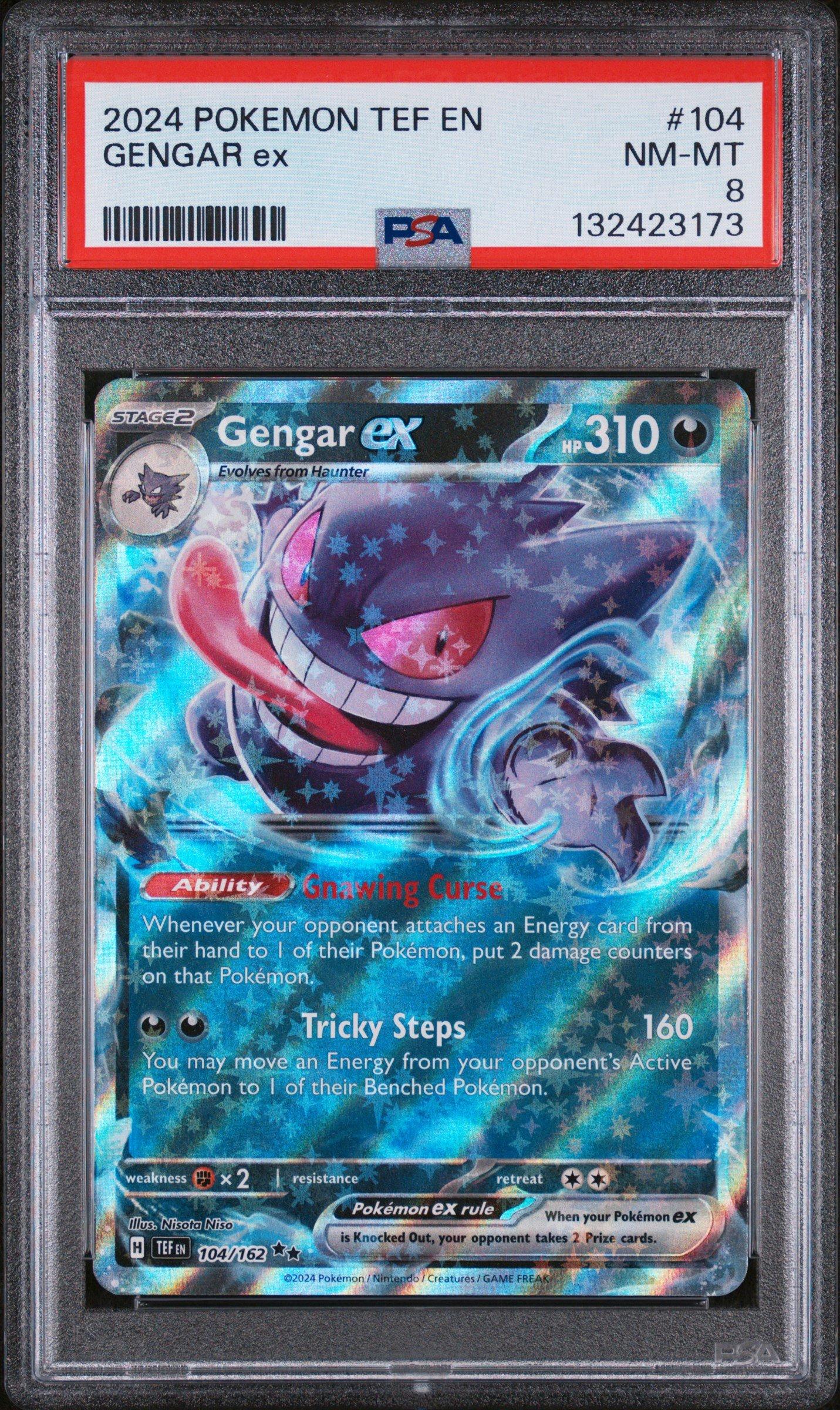 2024 Pokemon Tef En-temporal Forces 104 Gengar Ex PSA 8 Graded