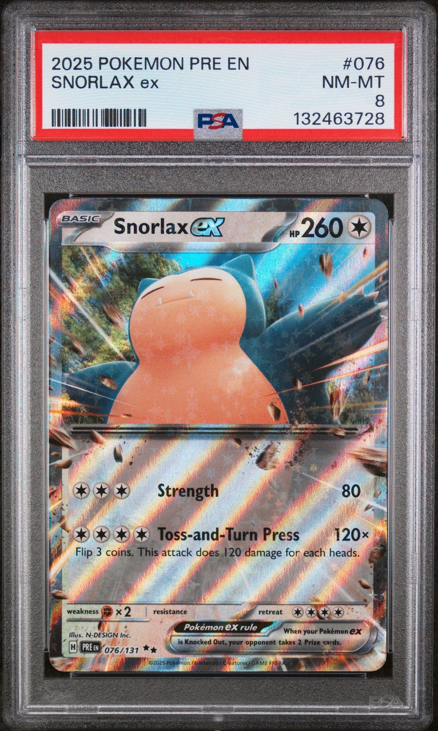 2025 Pokemon Pre En-prismatic Evolutions 076 Snorlax Ex PSA