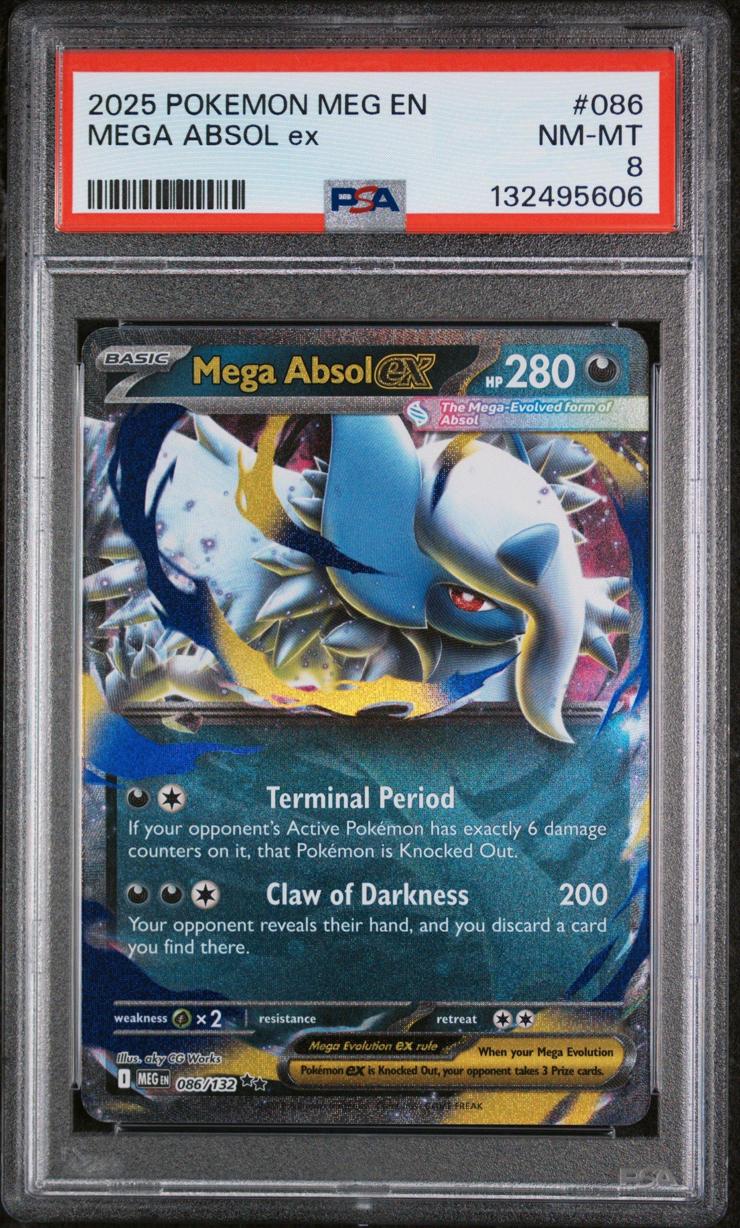 2025 Pokemon Meg En-mega Evolution 086 Mega Absol Ex PSA 8 Graded