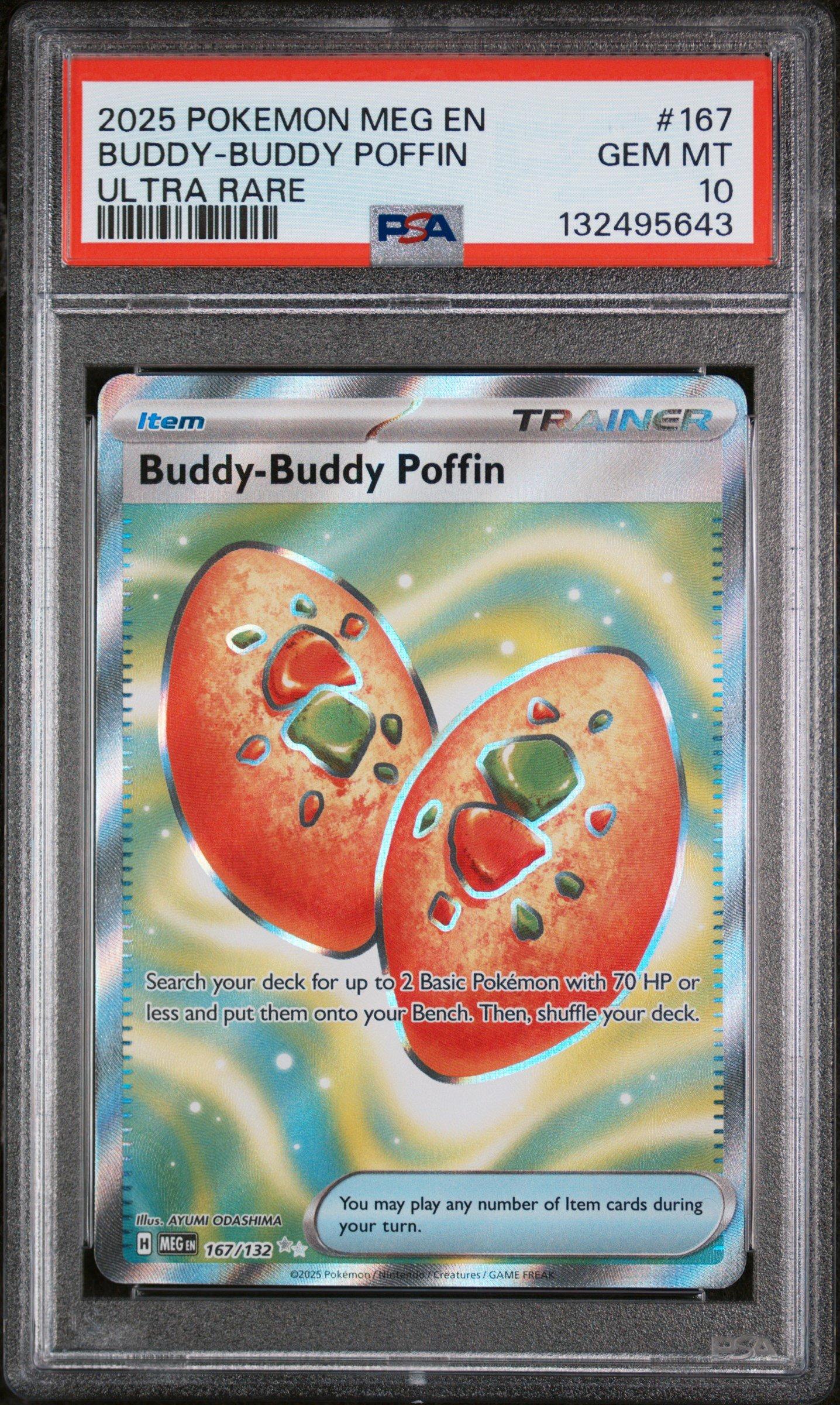 2025 Pokemon Meg En-mega Evolution 167 Buddy-buddy Poffin Ultra Rare PSA 10