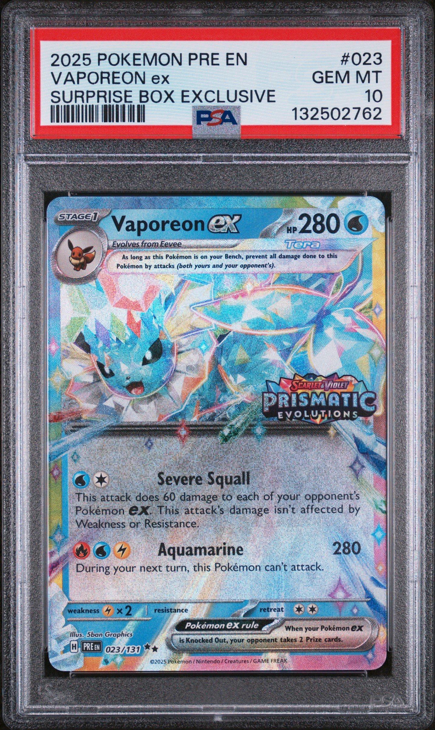 2025 Pokemon Pre En-prismatic Evolutions 023 Vaporeon Ex Surprise