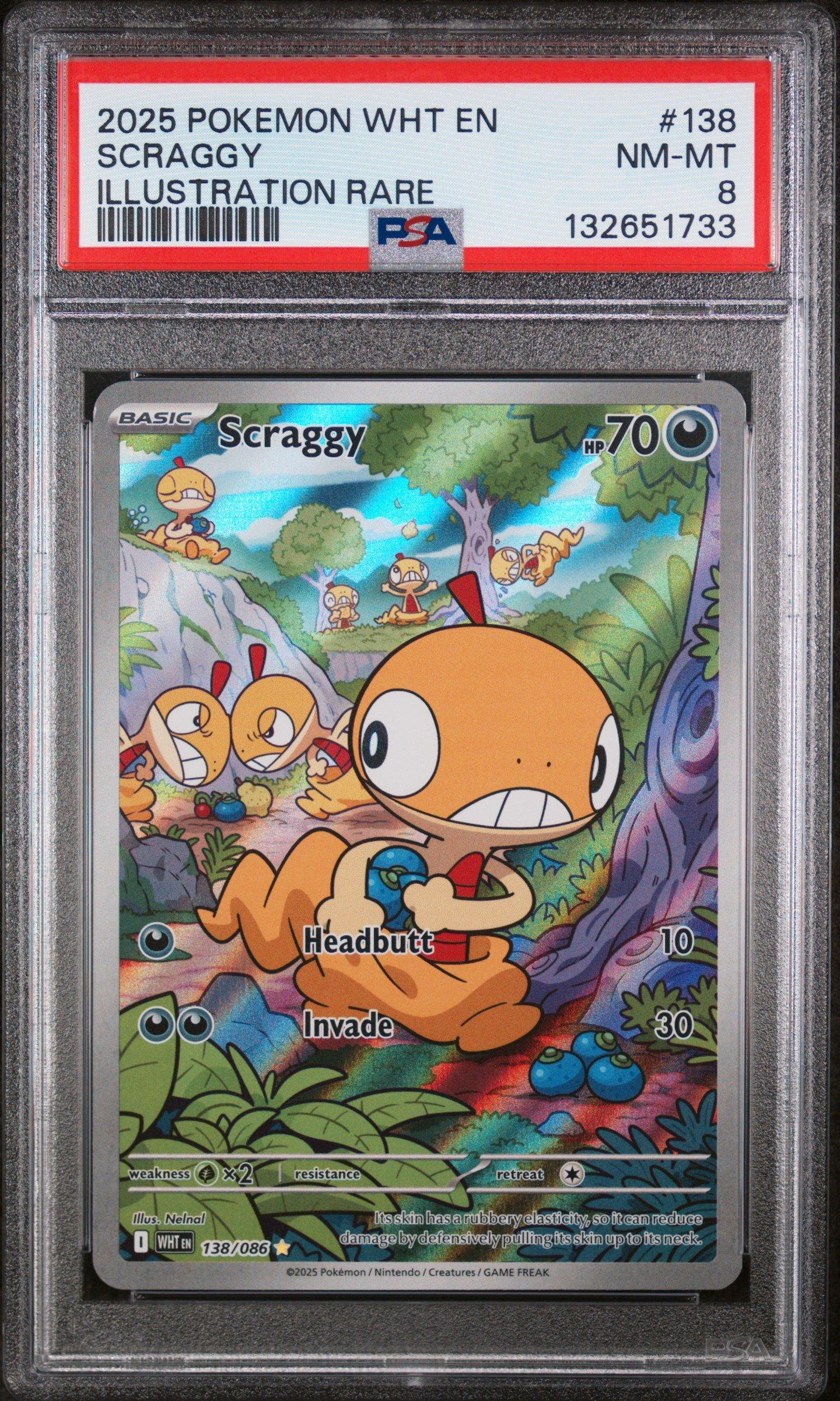 2025 Pokemon Wht En-white Flare 138 Scraggy Illustration Rare PSA