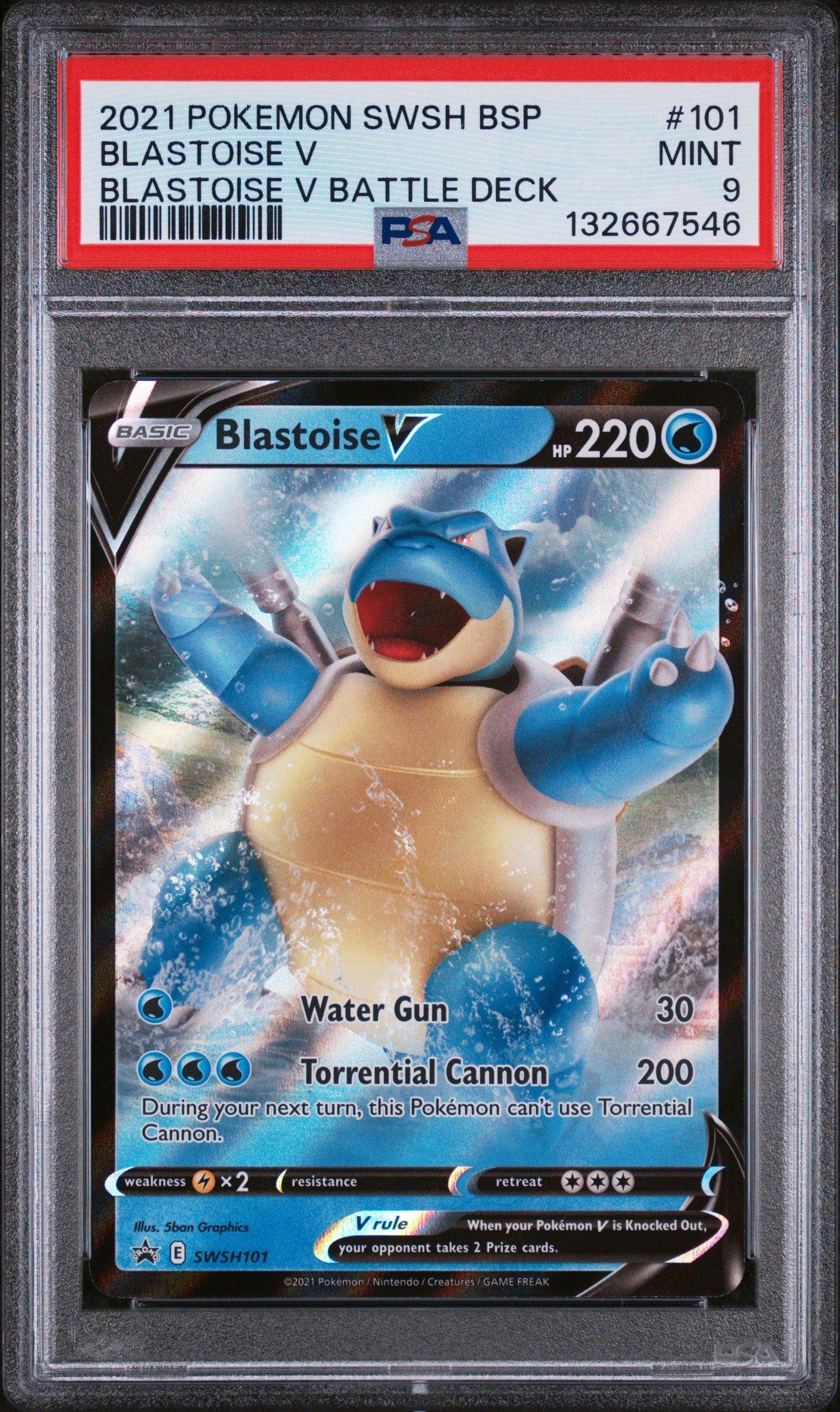 pokemon cards blastoise v 2021 Pokemon Swsh Black Star Promo 101 Blastoise V Blastoise V Battle Deck  PSA 9 Graded Card