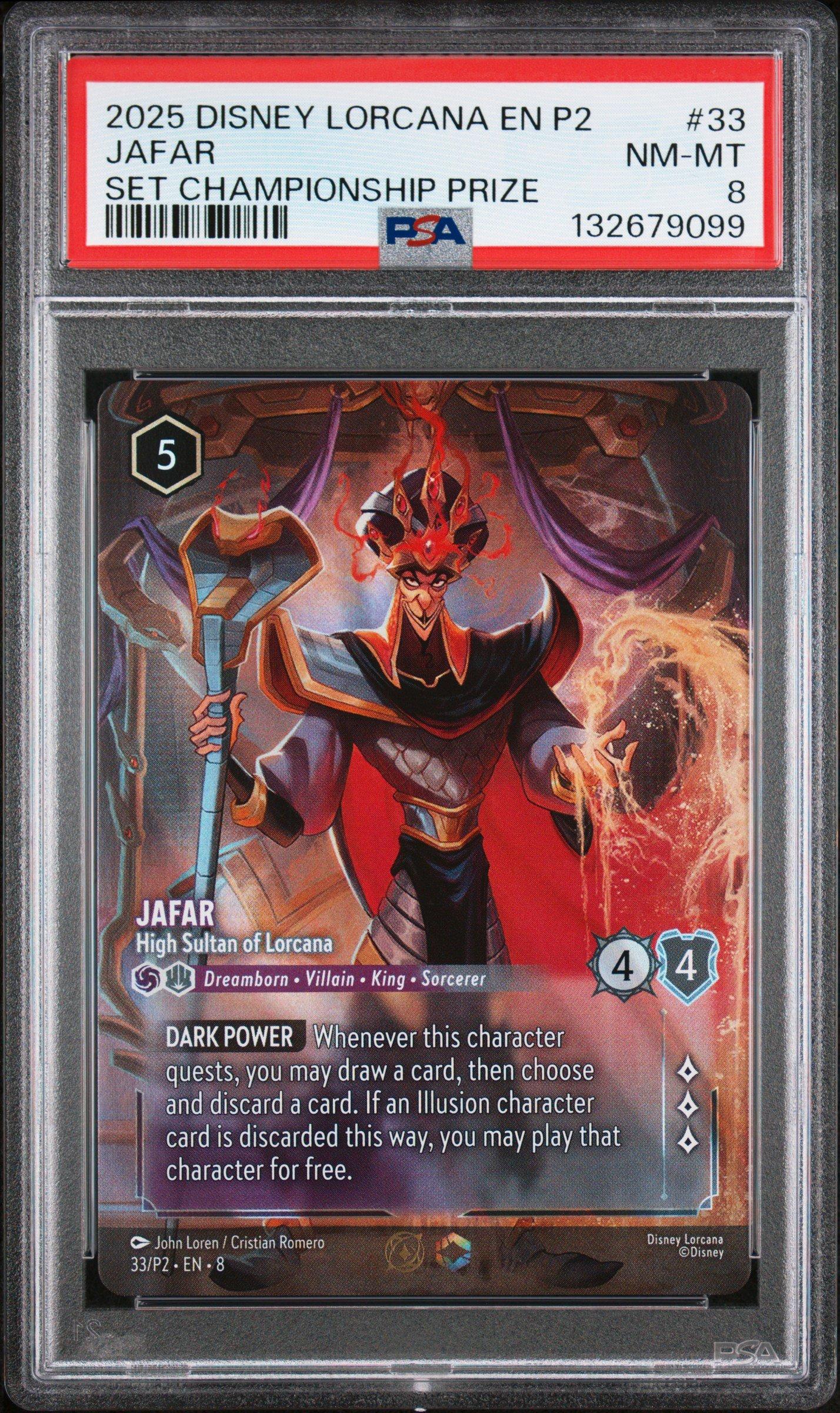 2025 Disney Lorcana En P2-promo 33 Jafar Reign Of Jafar Set Championship Prize PSA 8