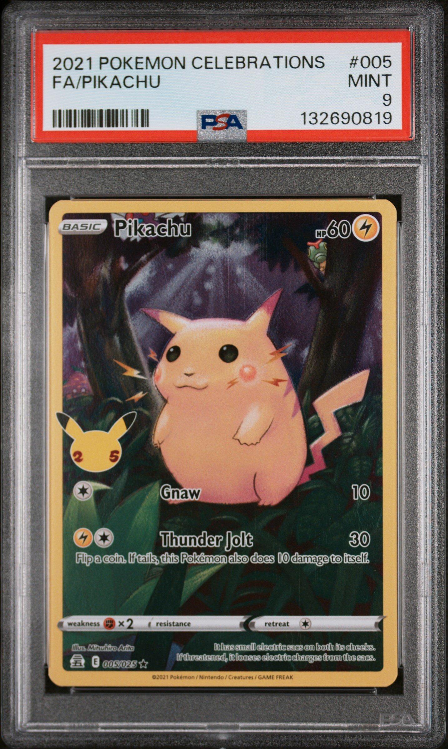 2021 Pokemon Celebrations 005 Full Art/pikachu PSA 9 Graded Card