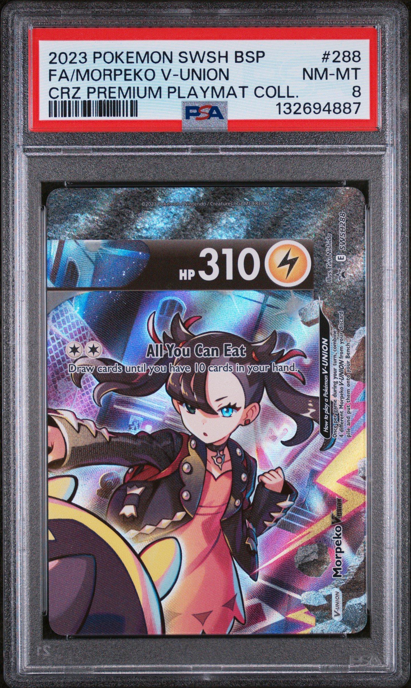 2023 Pokemon Swsh Black Star Promo 288 Full Art/morpeko V-union Crown Zenith Premium Playmat Collection-morpeko V-union PSA 8