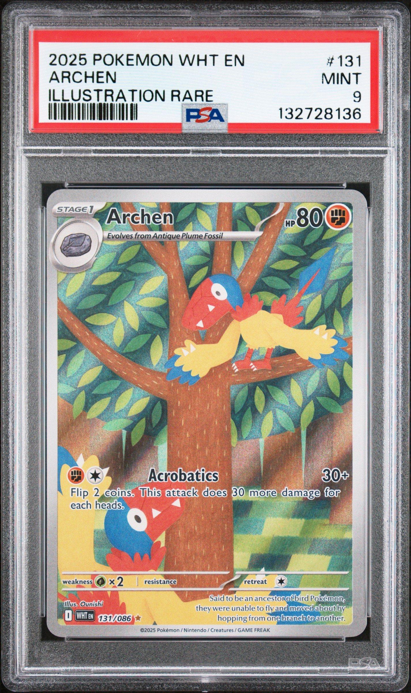 2025 Pokemon Wht En-white Flare 131 Archen Illustration Rare PSA