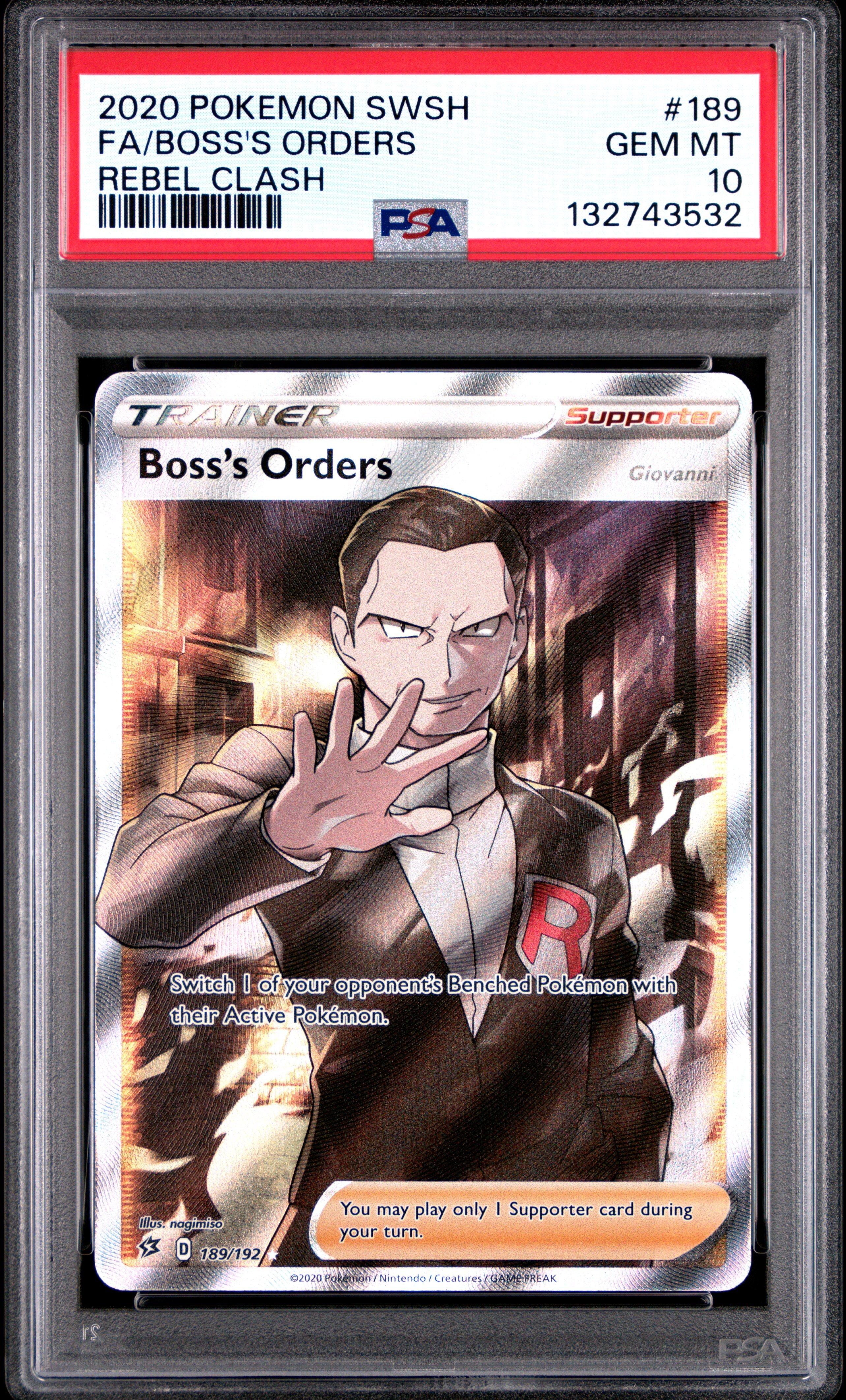 英語版チャンピオンズフェスティバル2018 BGS 8.5 2020 Pokemon Sword & Shield Rebel Clash 189 Full Art/boss's Orders