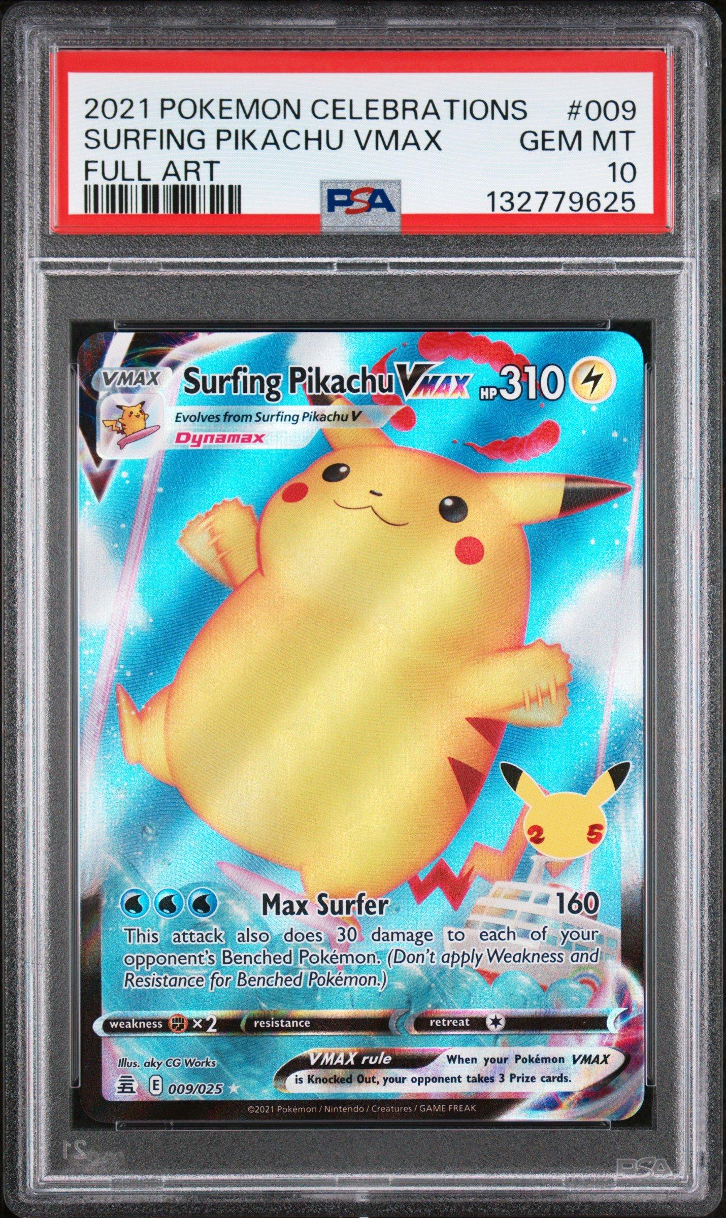 2021 Pokemon Celebrations 009 Full Art/surfing Pikachu Vmax PSA 10