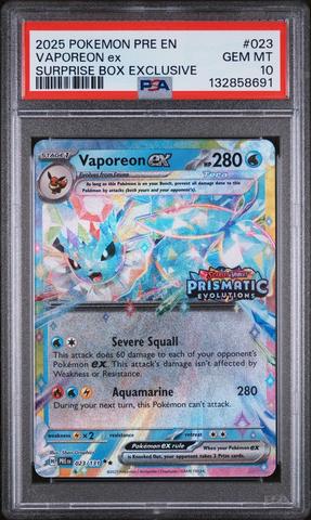 2025 Pokemon Pre En-prismatic Evolutions 023 Vaporeon Ex Surprise