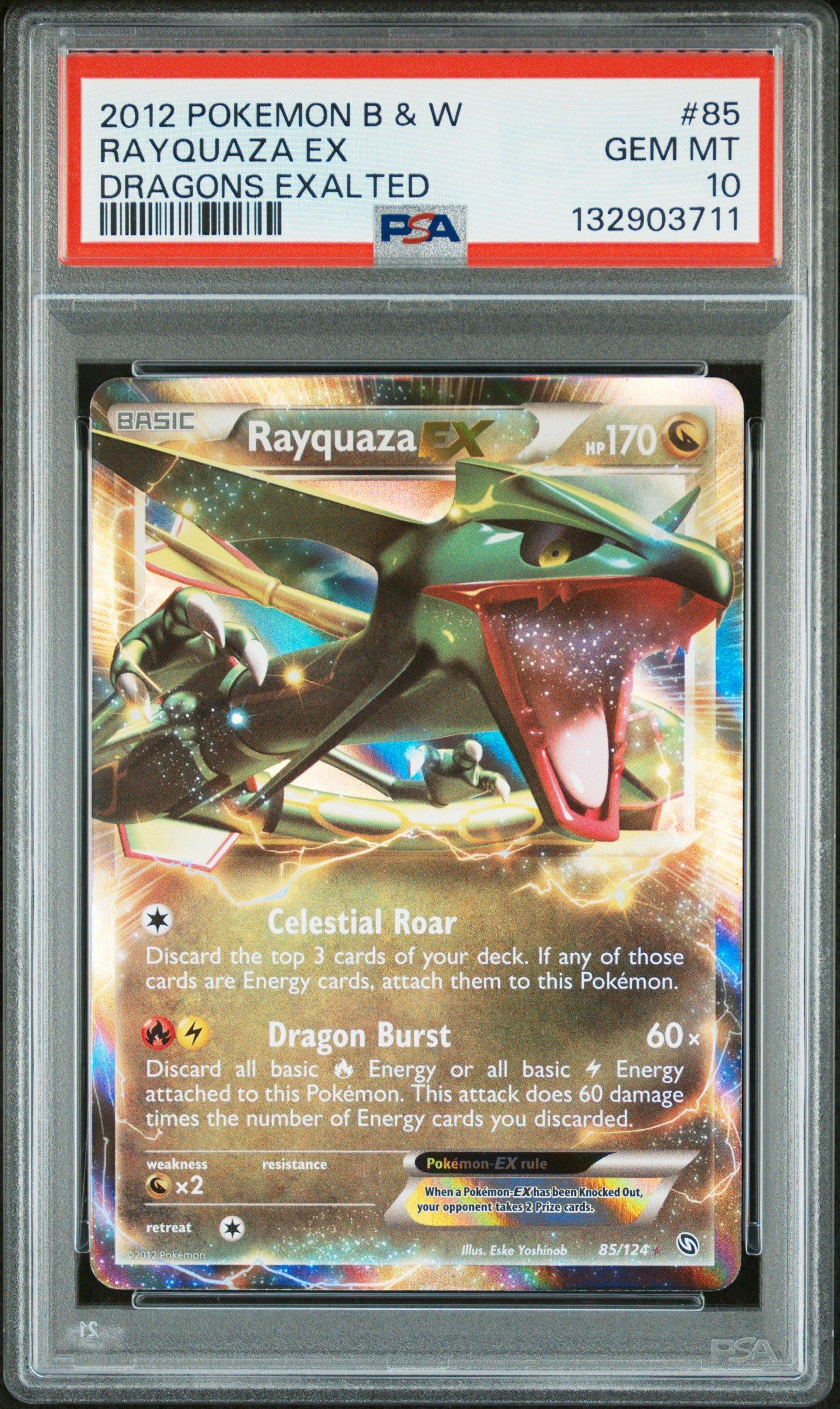 2012 Pokemon Black & White Dragons Exalted 85 Rayquaza Ex PSA 10