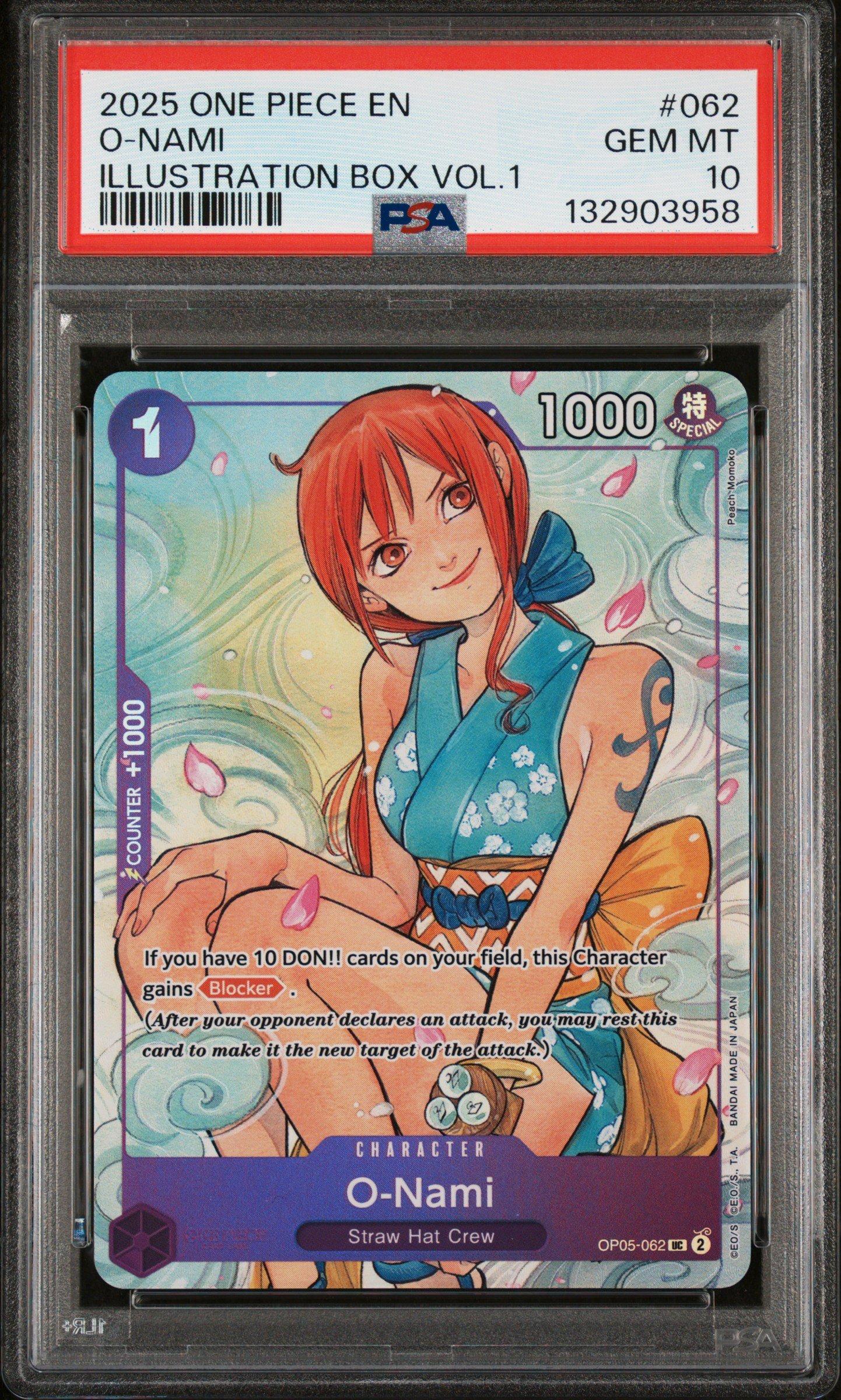 2025 One Piece Promos 062 O-nami Illustration Box Vol.1 PSA 10