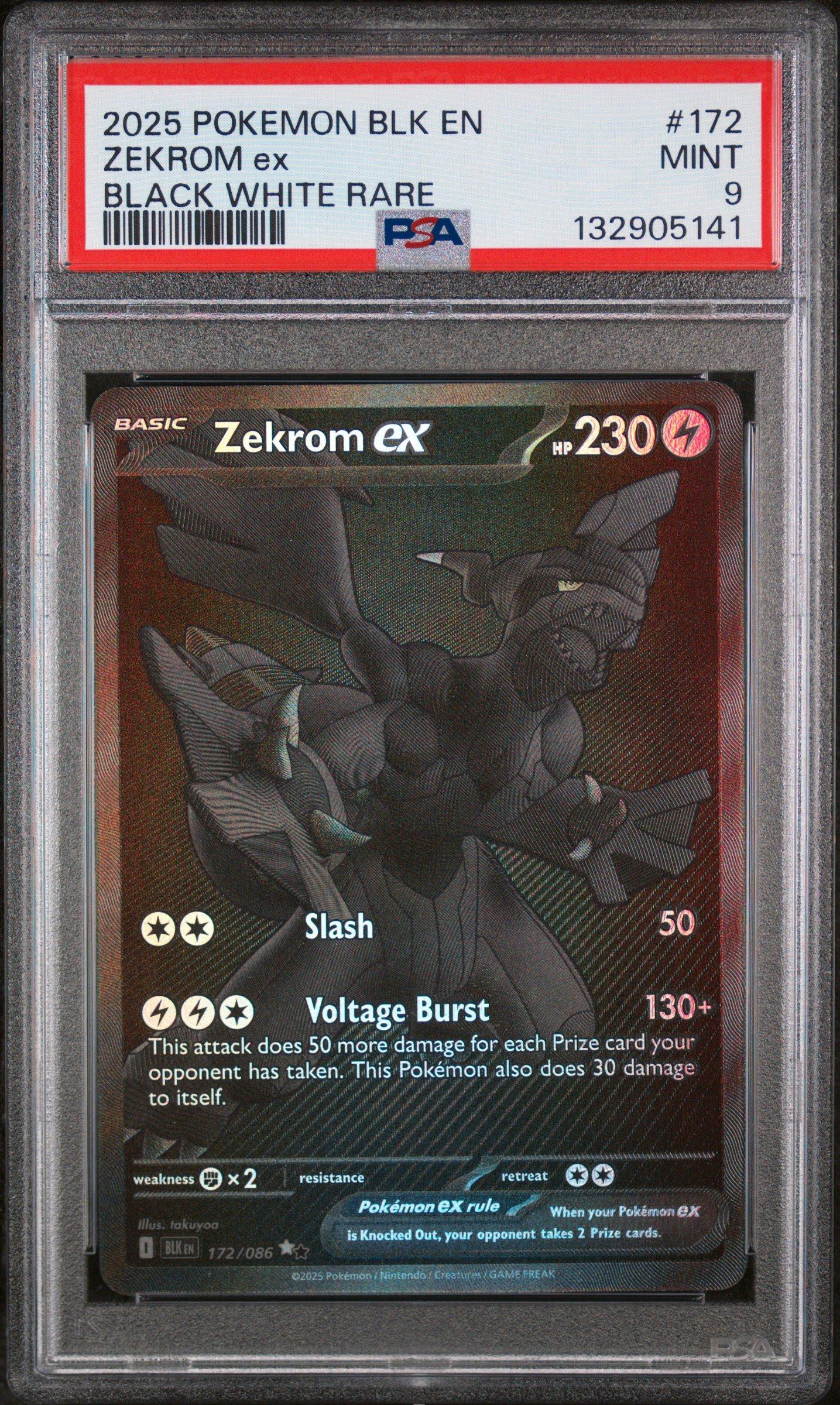 2025 Pokemon Blk En-black Bolt 172 Zekrom Ex Black White Rare PSA