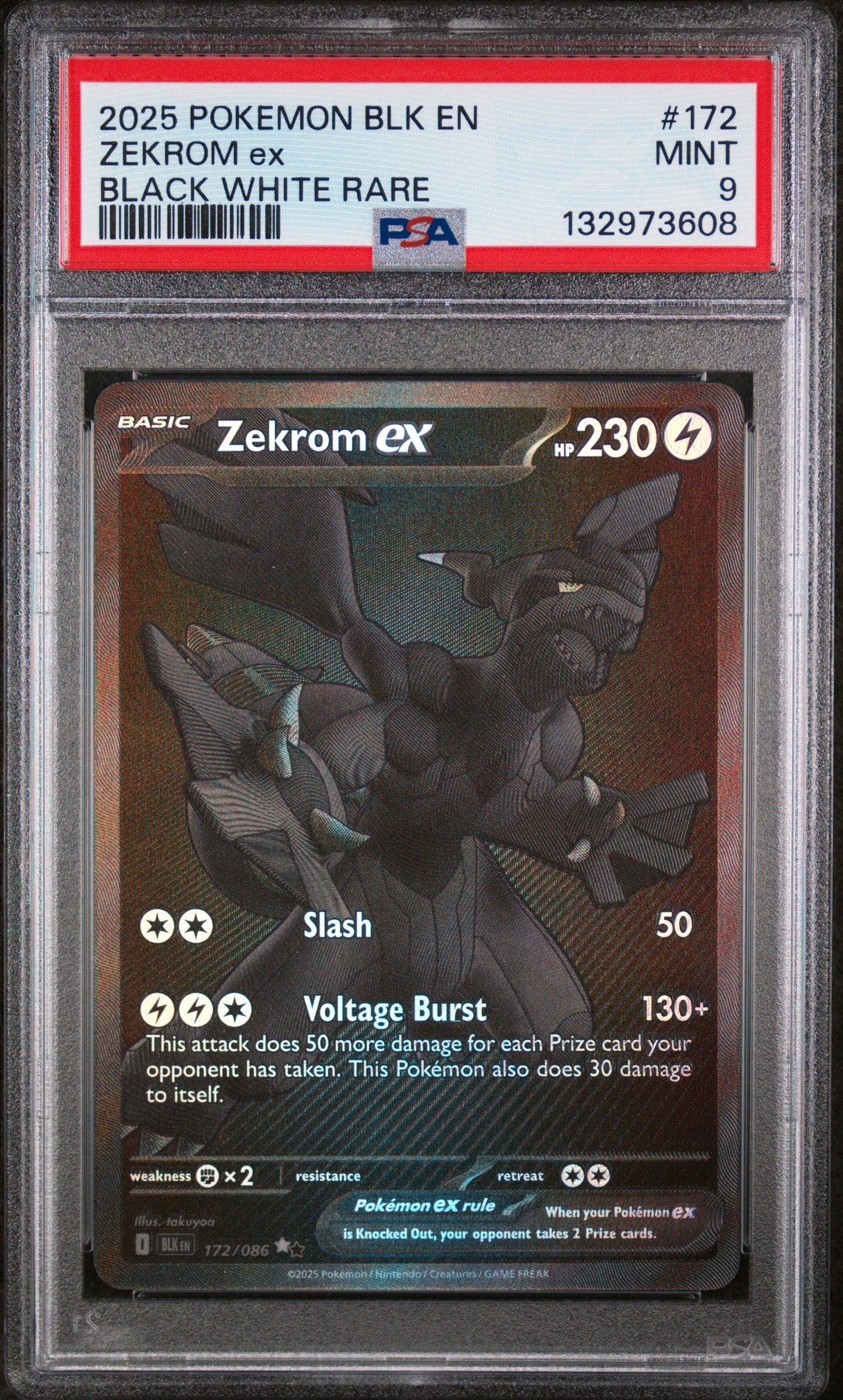 2025 Pokemon Blk En-black Bolt 172 Zekrom Ex Black White Rare PSA