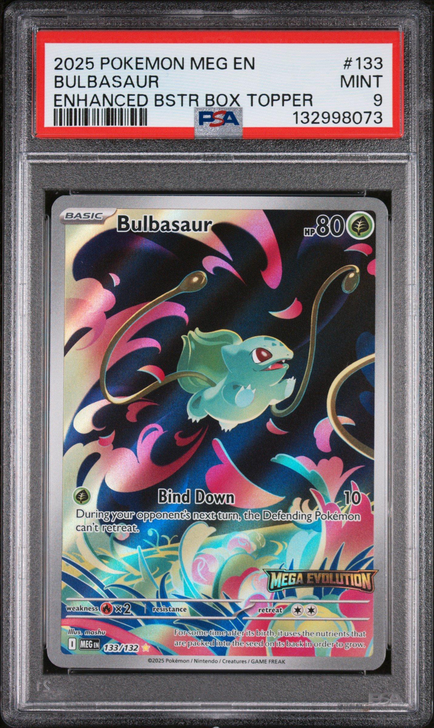 2025 Pokemon Meg En-mega Evolution 133 Bulbasaur Enhanced Booster Box  Topper PSA 9 Graded Card | GameStop