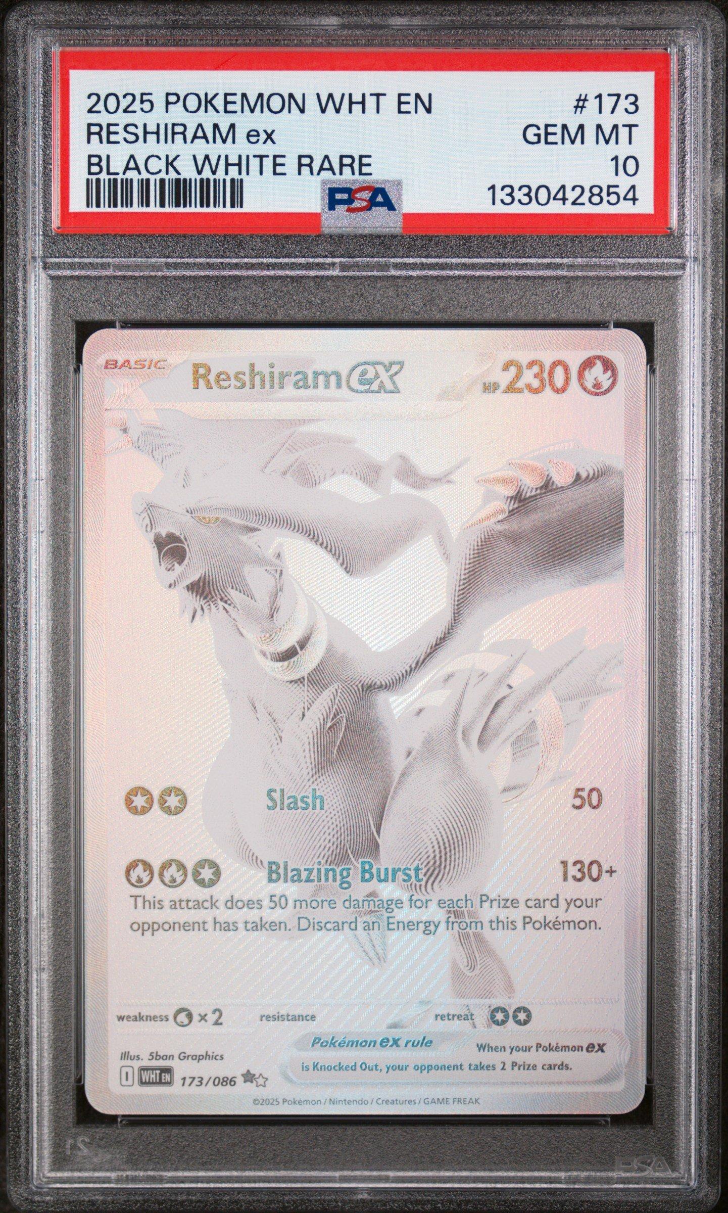 2025 Pokemon Wht En-white Flare 173 Reshiram Ex Black White Rare