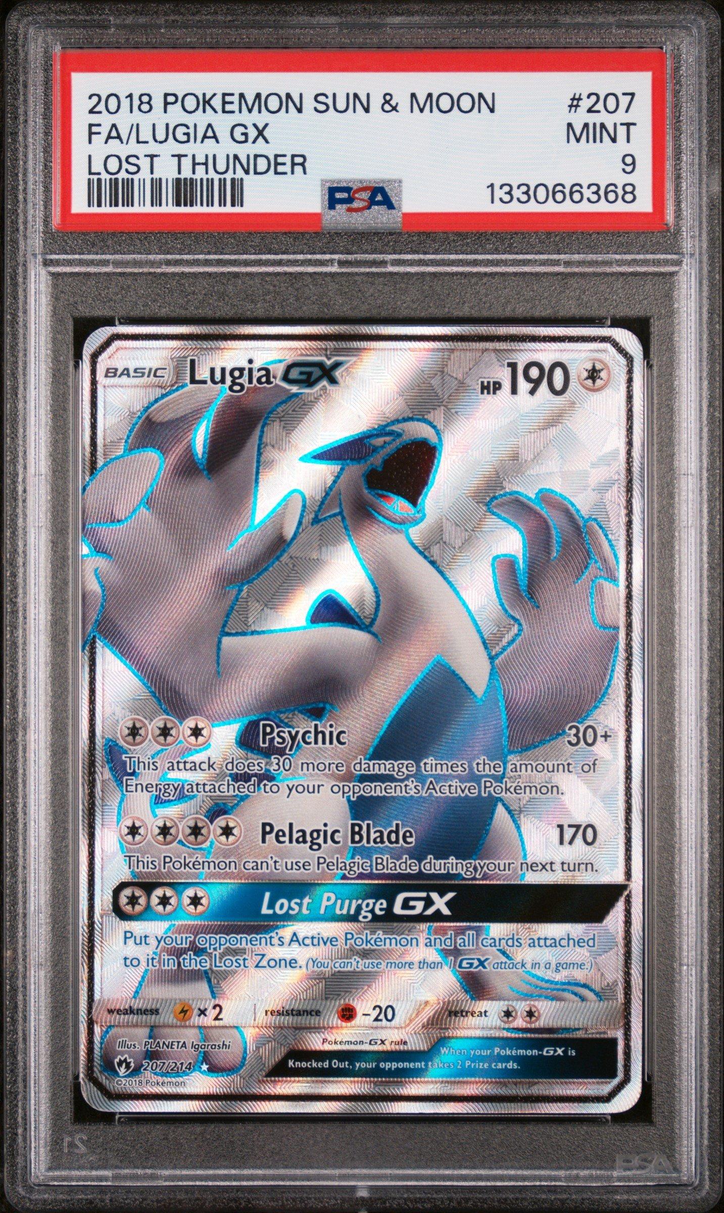 2018 Pokemon Sun & Moon Lost Thunder 207 Full Art/lugia Gx PSA 9
