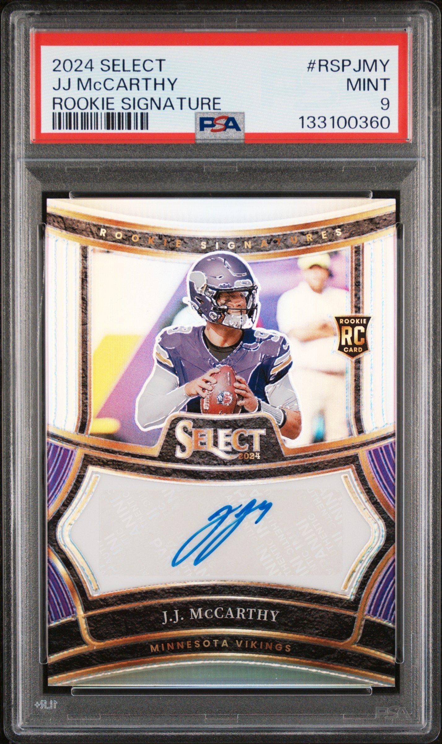 2024 Panini Select Rookie Signatures Rspjmy Jj Mccarthy PSA 9