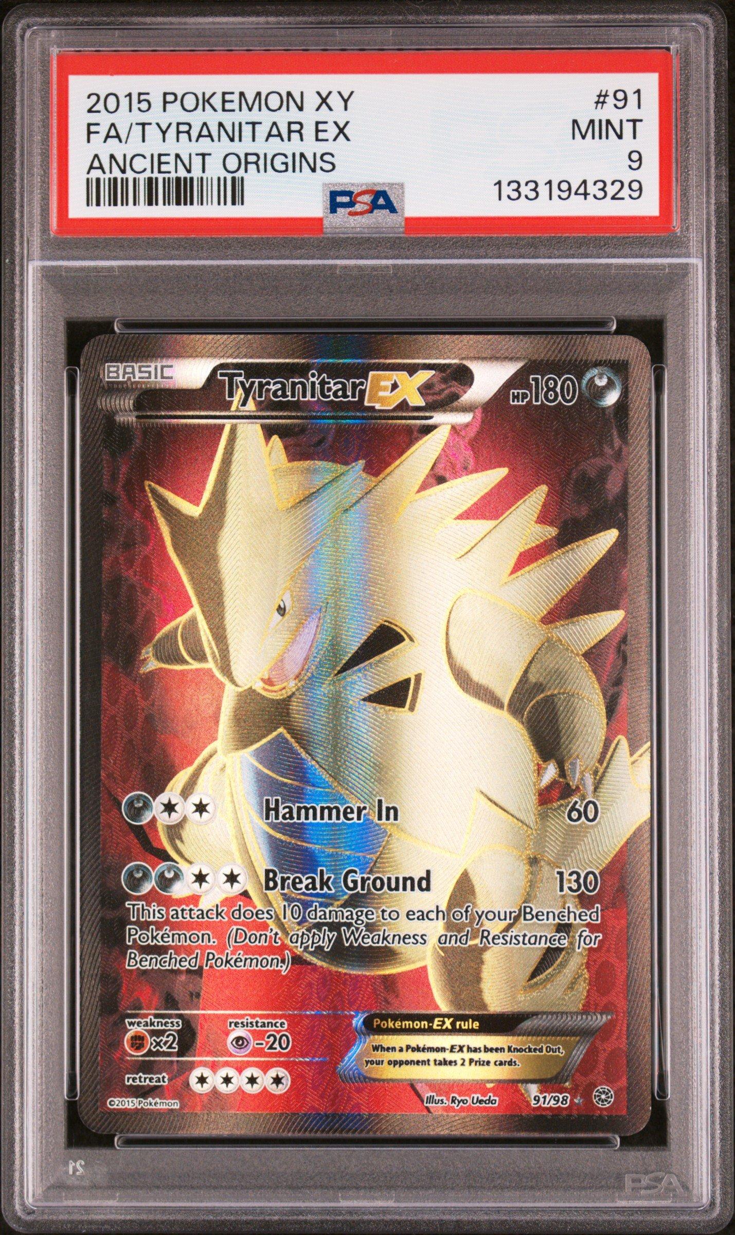 2015 Pokemon Xy Ancient Origins 91 Full Art/tyranitar Ex PSA 9