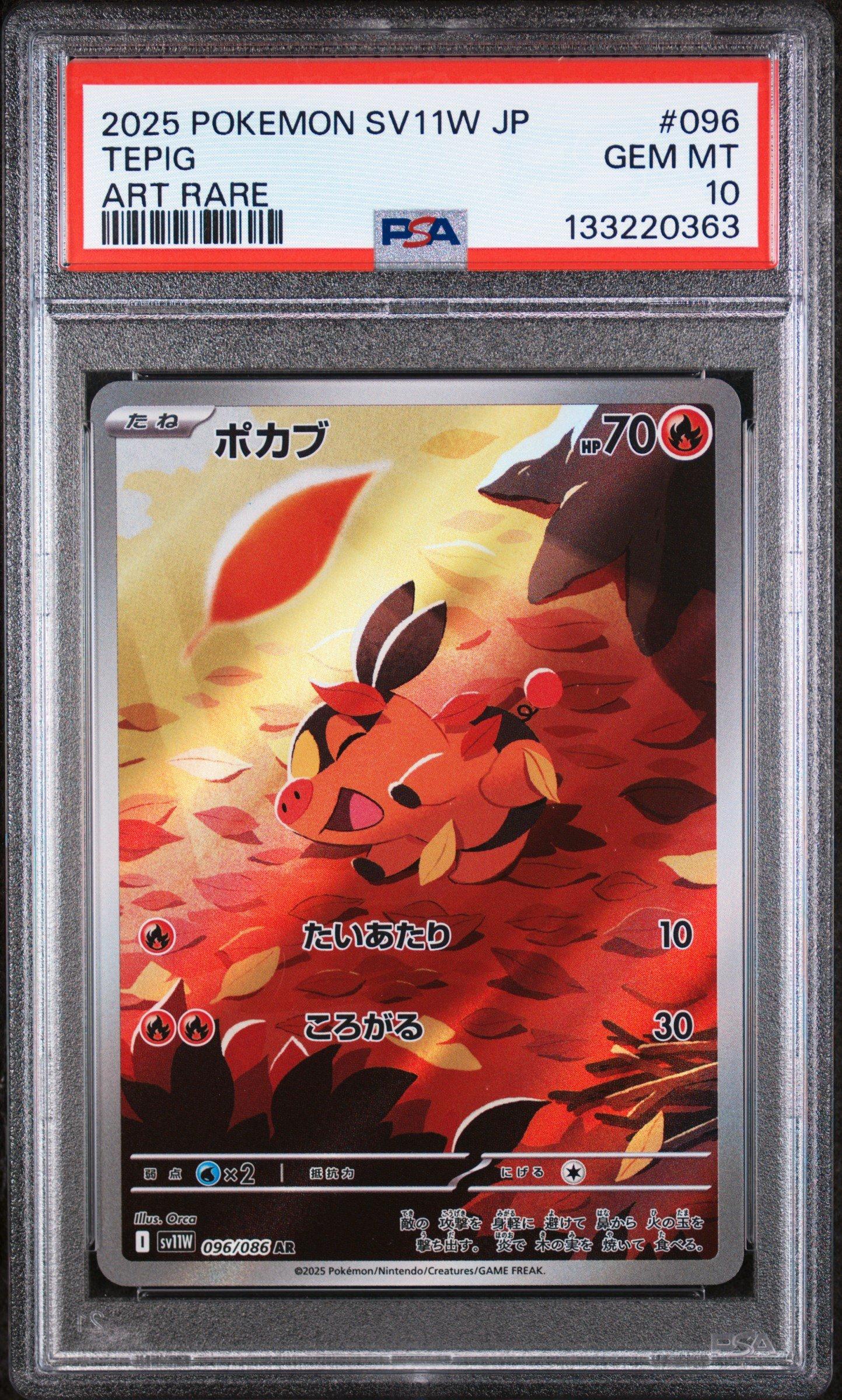値下げ不可。スピアー　ホロ　カードe psa10 2025 Pokemon Japanese Sv11w-white Flare 096 Tepig Art Rare PSA 10