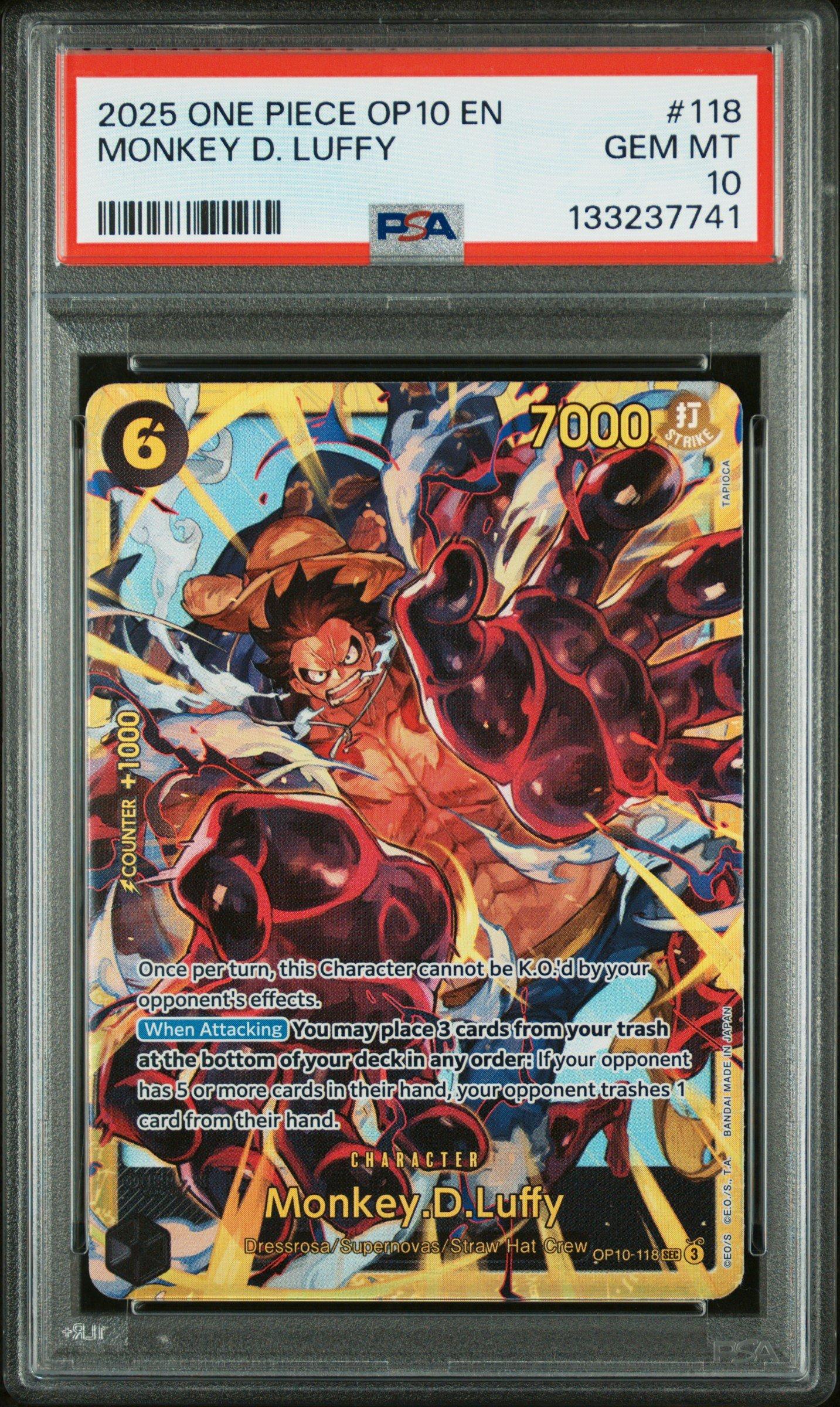 2025 One Piece Op10-royal Blood 118 Monkey D. Luffy PSA 10 Graded