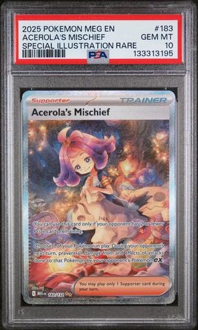 ポケモンカードゲーム Psa 10 2025 Pokemon Meg En-mega Evolution 183 Acerola's Mischief Special