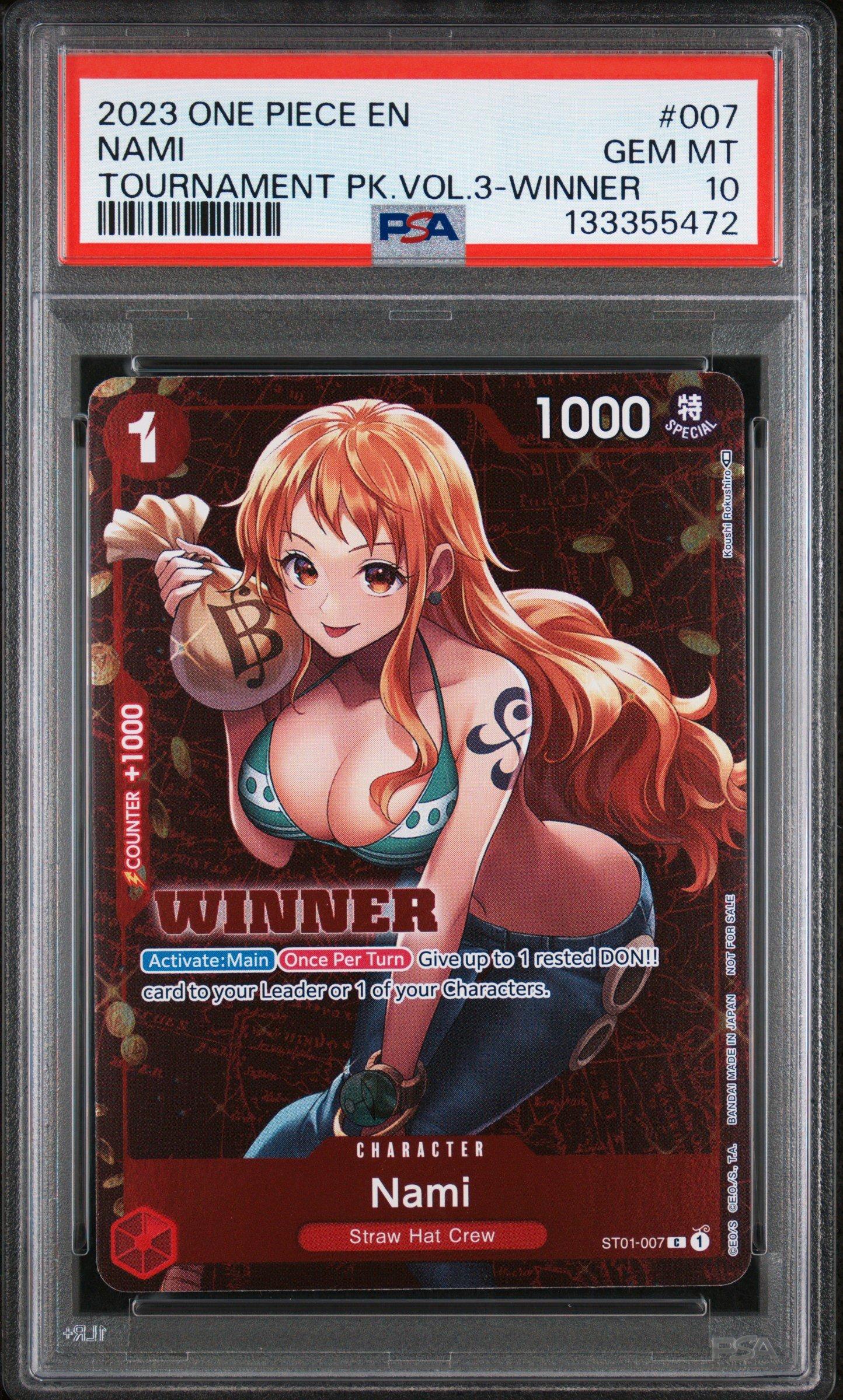 2023 One Piece Promos 007 Nami Tournament Pack Vol.3-winner PSA 10