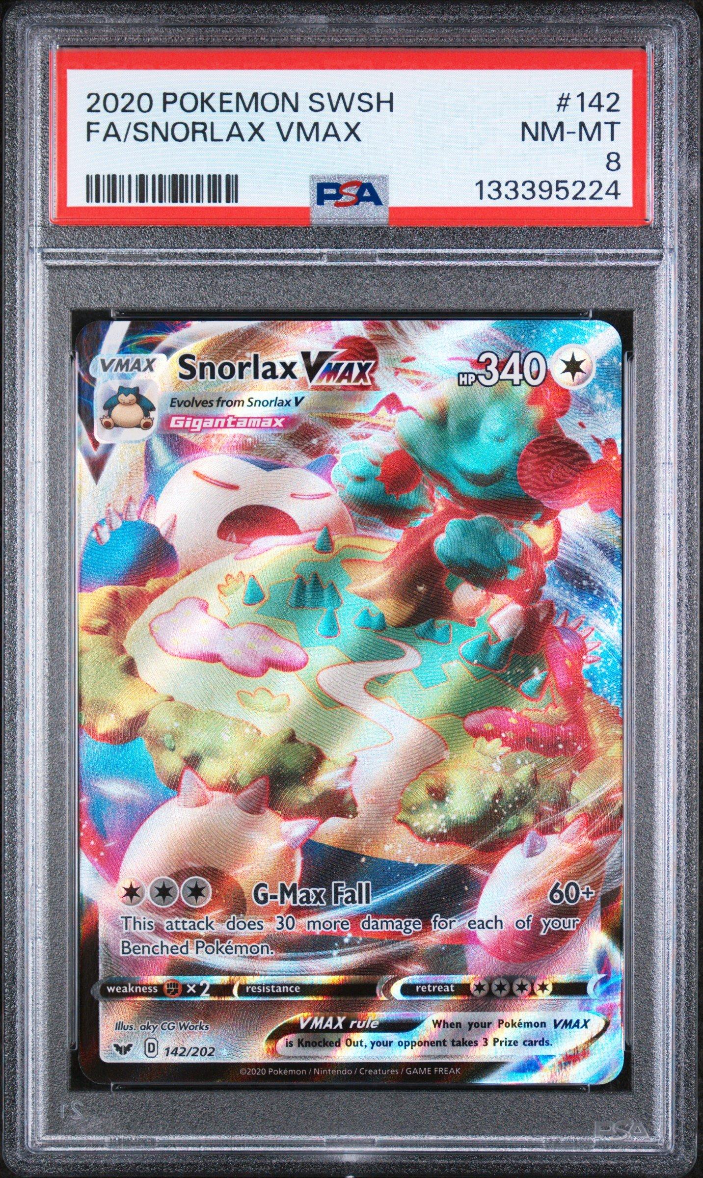 2020 Pokemon Sword & Shield 142 Full Art/snorlax Vmax PSA 8 Graded