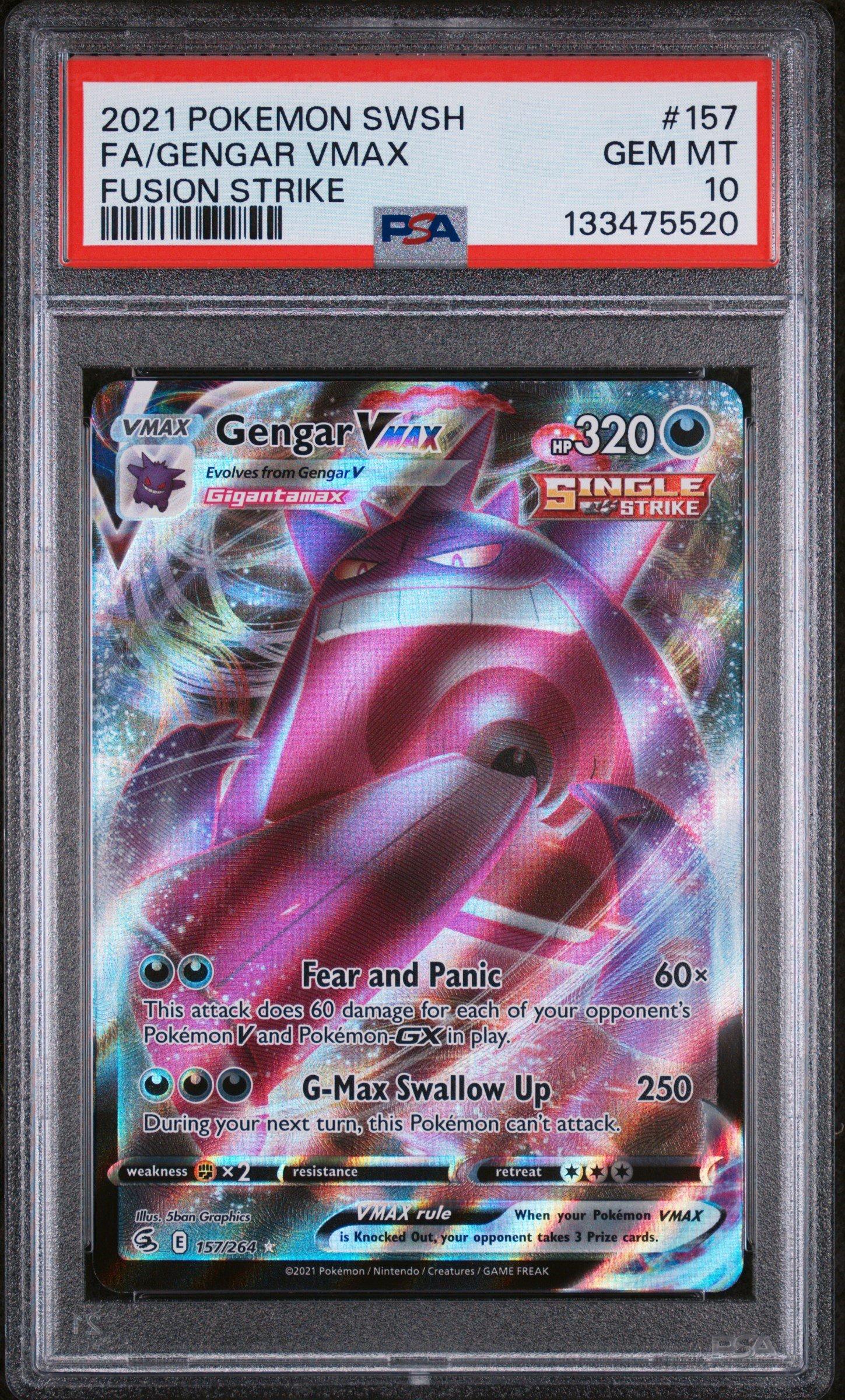 2021 Pokemon Sword & Shield Fusion Strike 157 Full Art/gengar Vmax