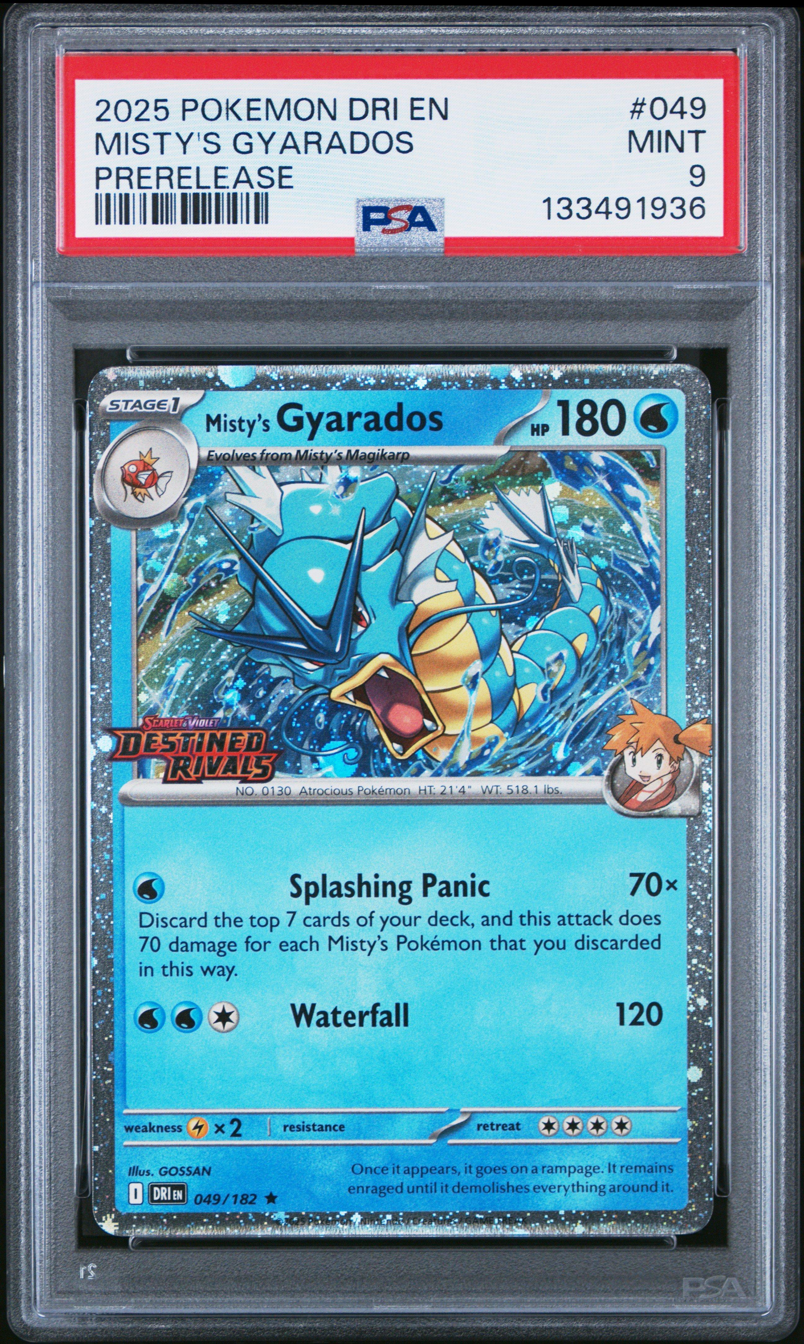 2025 Pokemon Dri En-destined Rivals 049 Misty's Gyarados Prerelease PSA 9