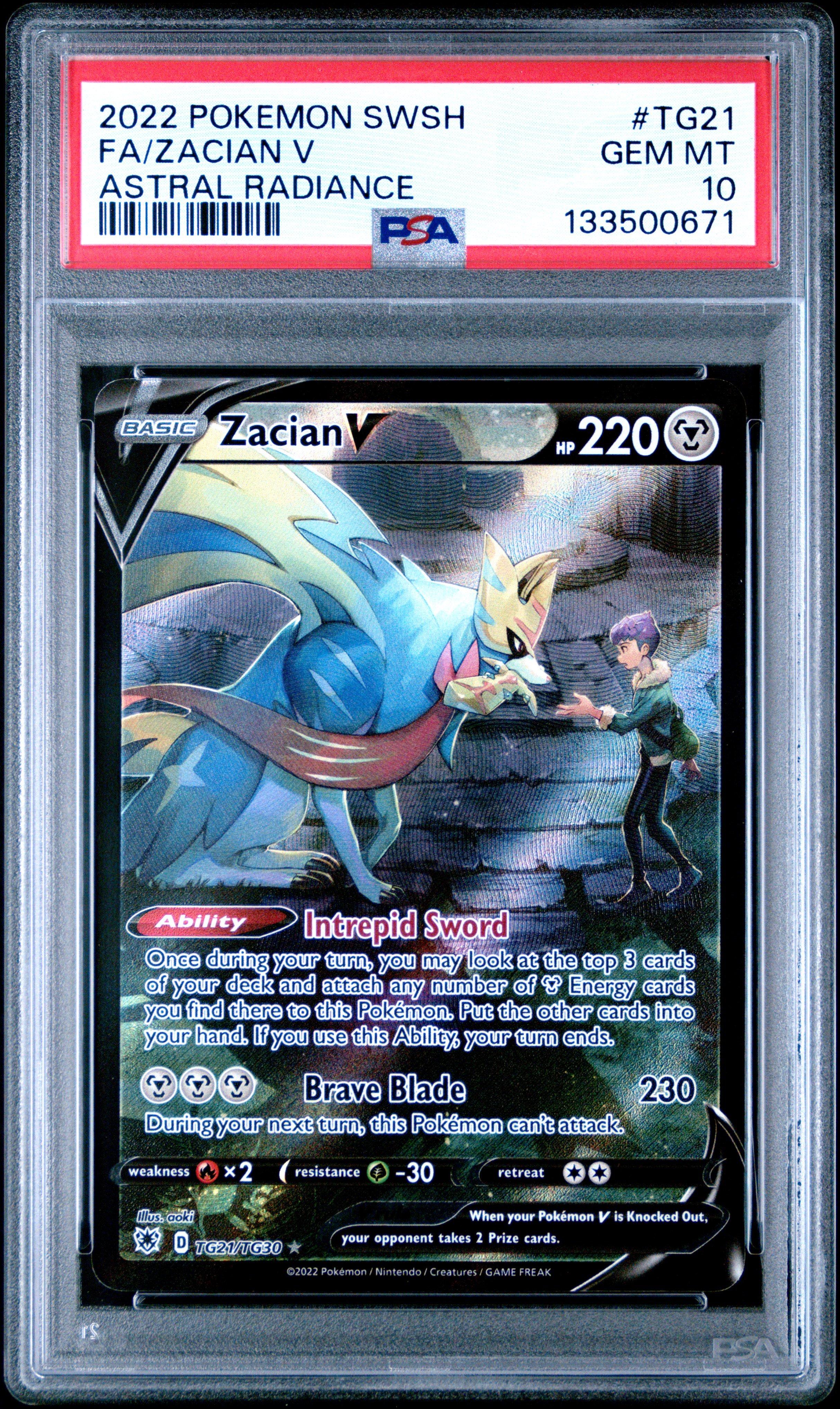 2022 Pokemon Sword & Shield Astral Radiance Tg21 Full Art/zacian V PSA 10  Graded Card | GameStop