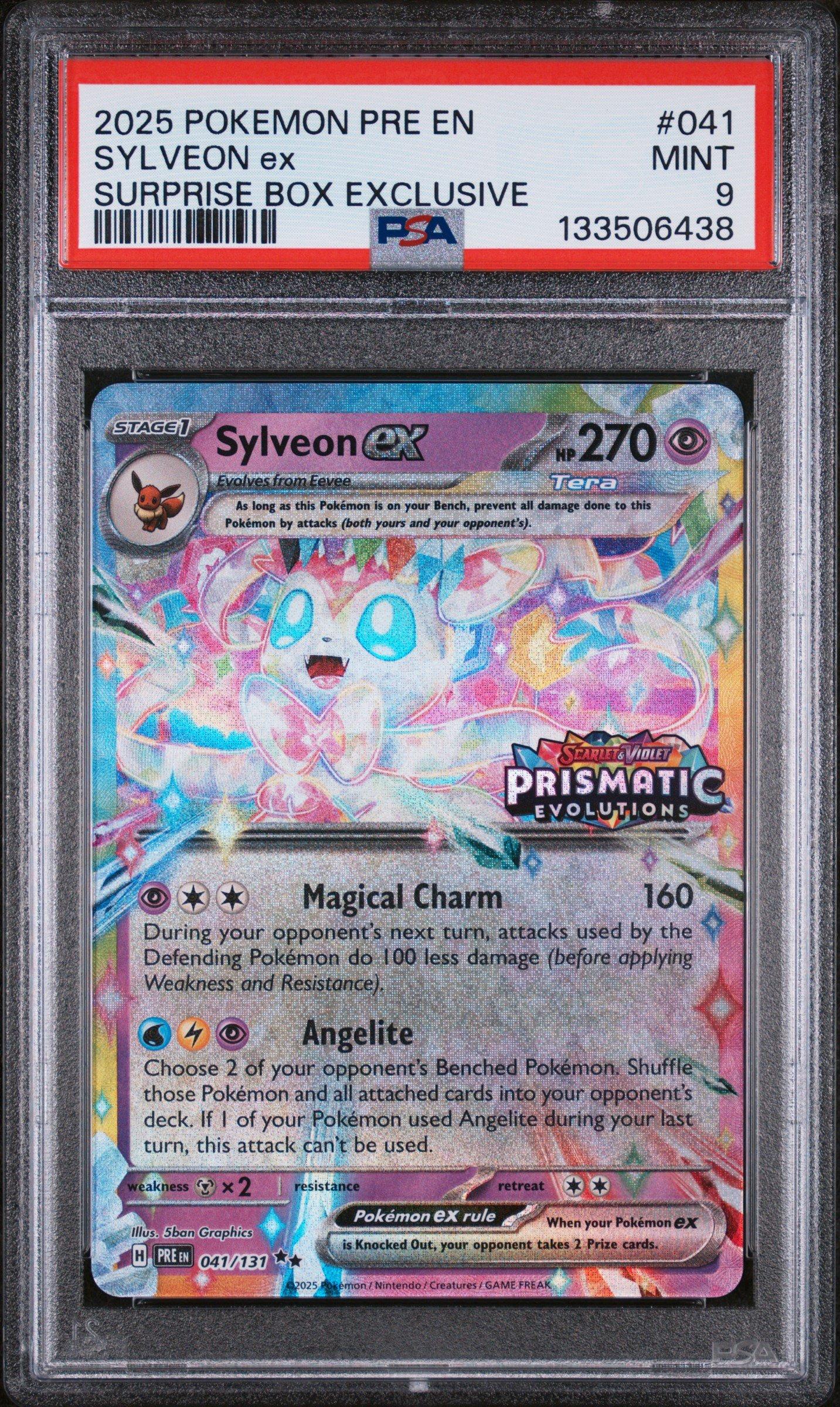 2025 Pokemon Pre En-prismatic Evolutions 041 Sylveon Ex Surprise Box  Exclusive PSA 9 Graded Card | GameStop