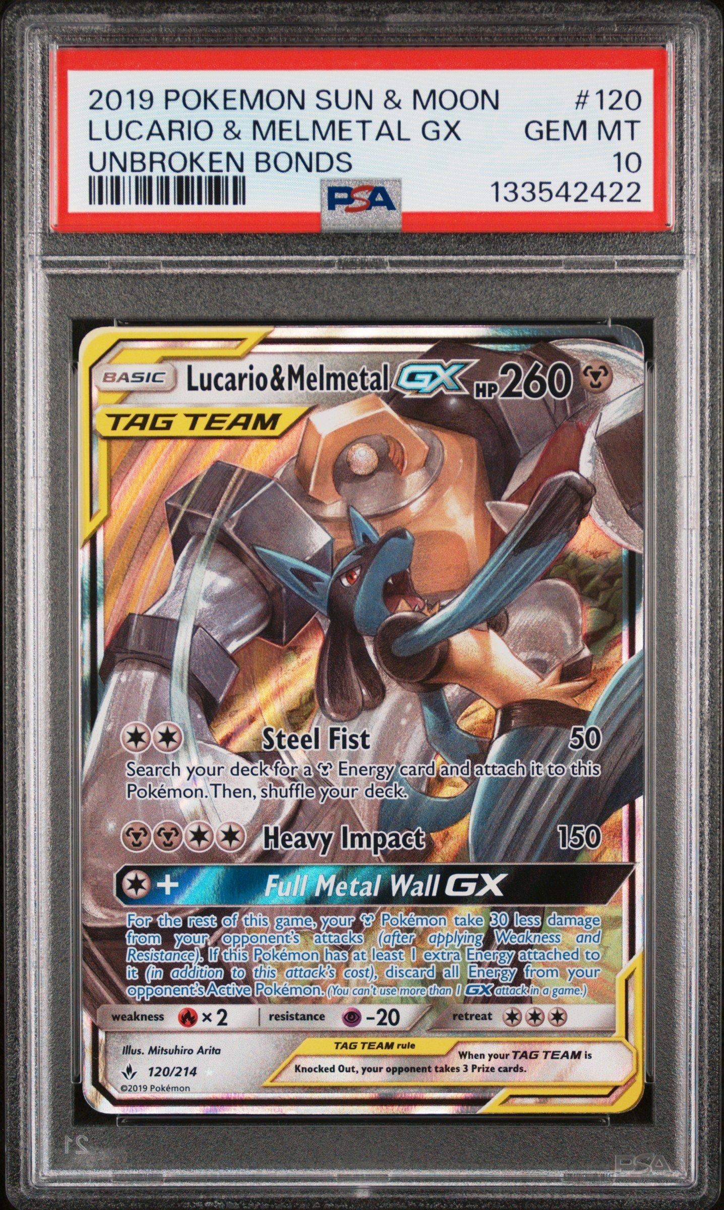 2019 Pokemon Sun & Moon Unbroken Bonds 120 Lucario & Melmetal Gx PSA 10  Graded Card | GameStop