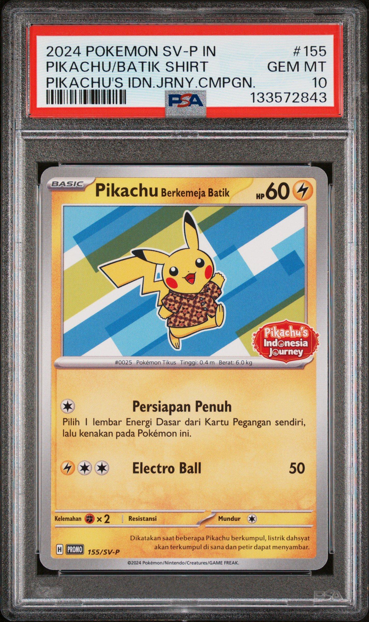 2024 Pokemon Indonesian Sv-p Promo 155 Pikachu In Batik Shirt