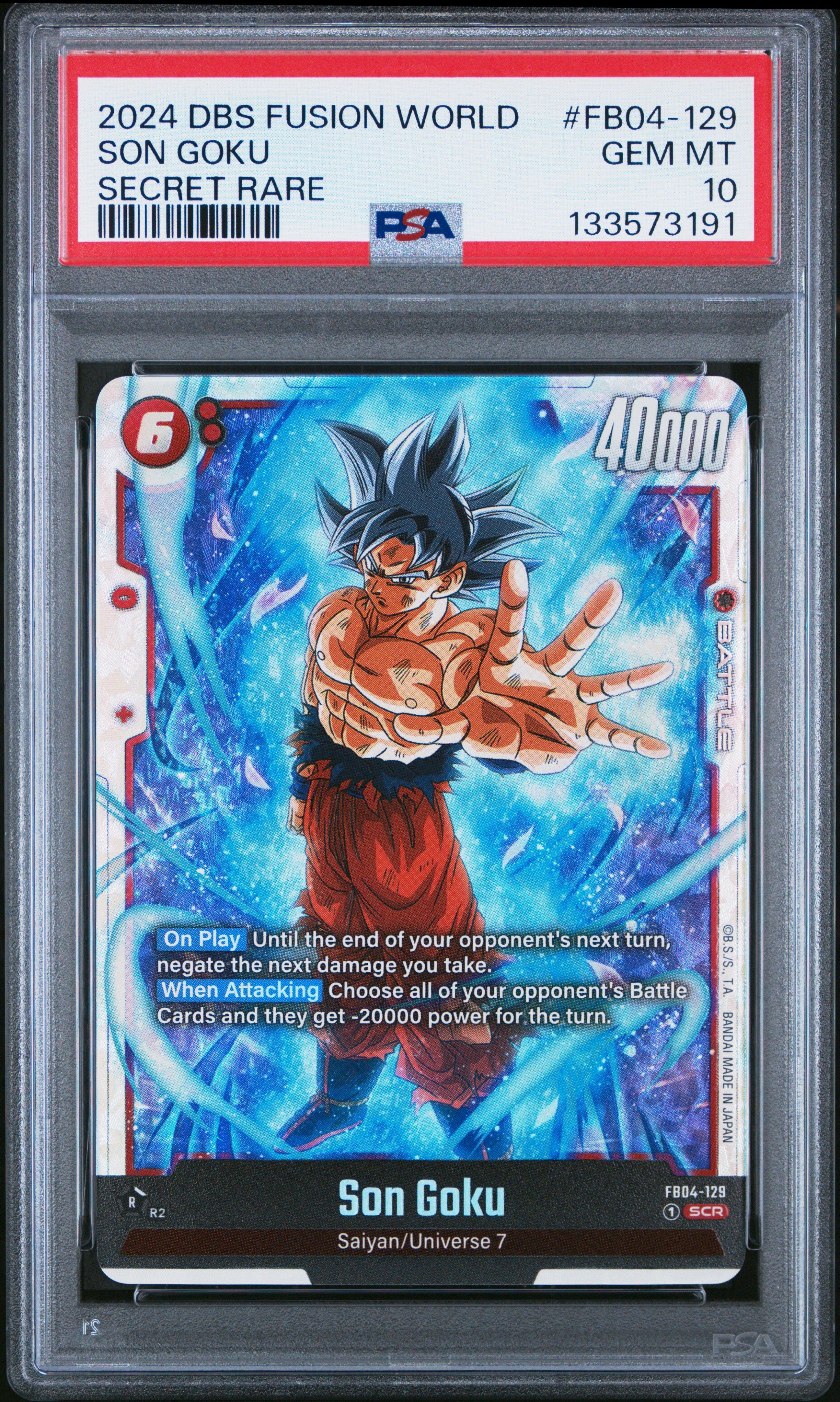 ultra rare dbz cards 2024 Dragon Ball Super Card Game Fusion World Ultra Limit Fb04-129 Son Goku  Secret Rare PSA 10 Graded Card