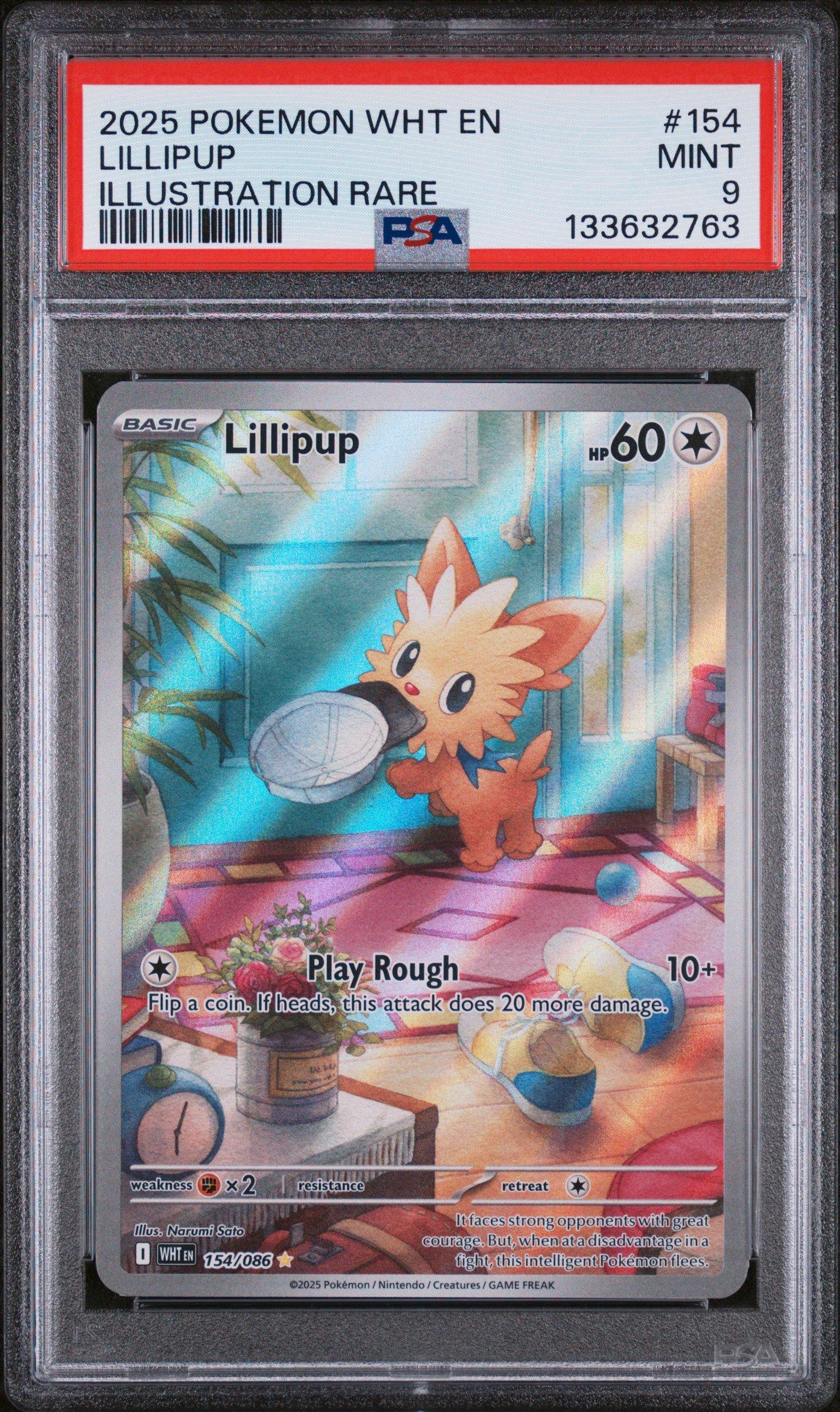 2025 Pokemon Wht En-white Flare 154 Lillipup Illustration Rare PSA