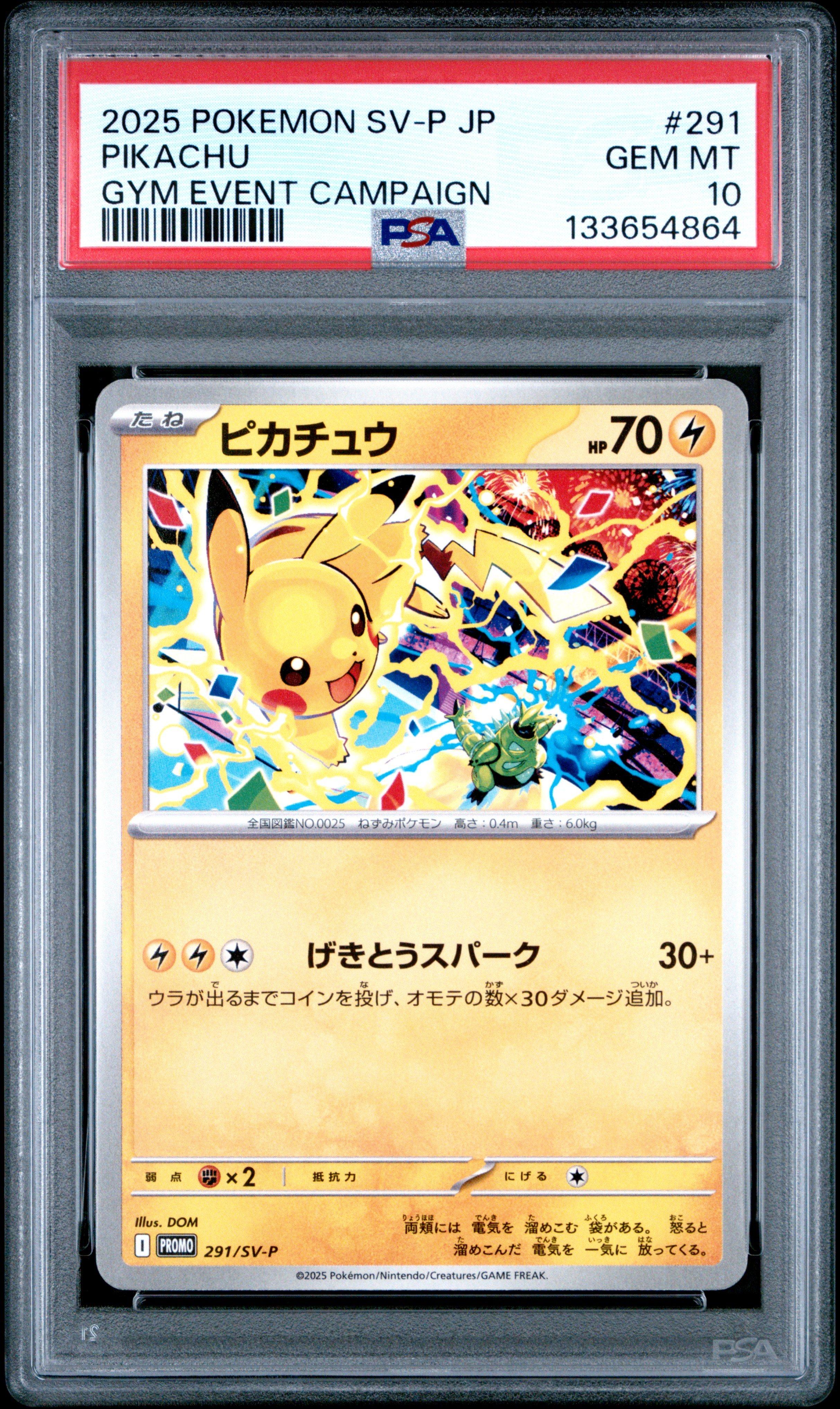 2025 Pokemon Japanese Sv-p Promo 291 Pikachu Gym Event Campaign