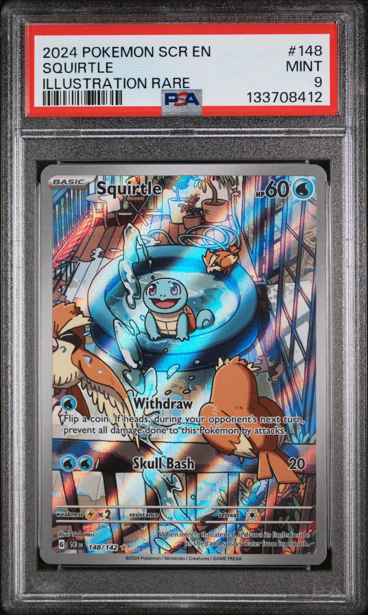 full art squirtle pokemon card - 148/142 Stellar Crown - Illustration Rare IR Promo Card Type Squirtle 151 giant Pokmon card!